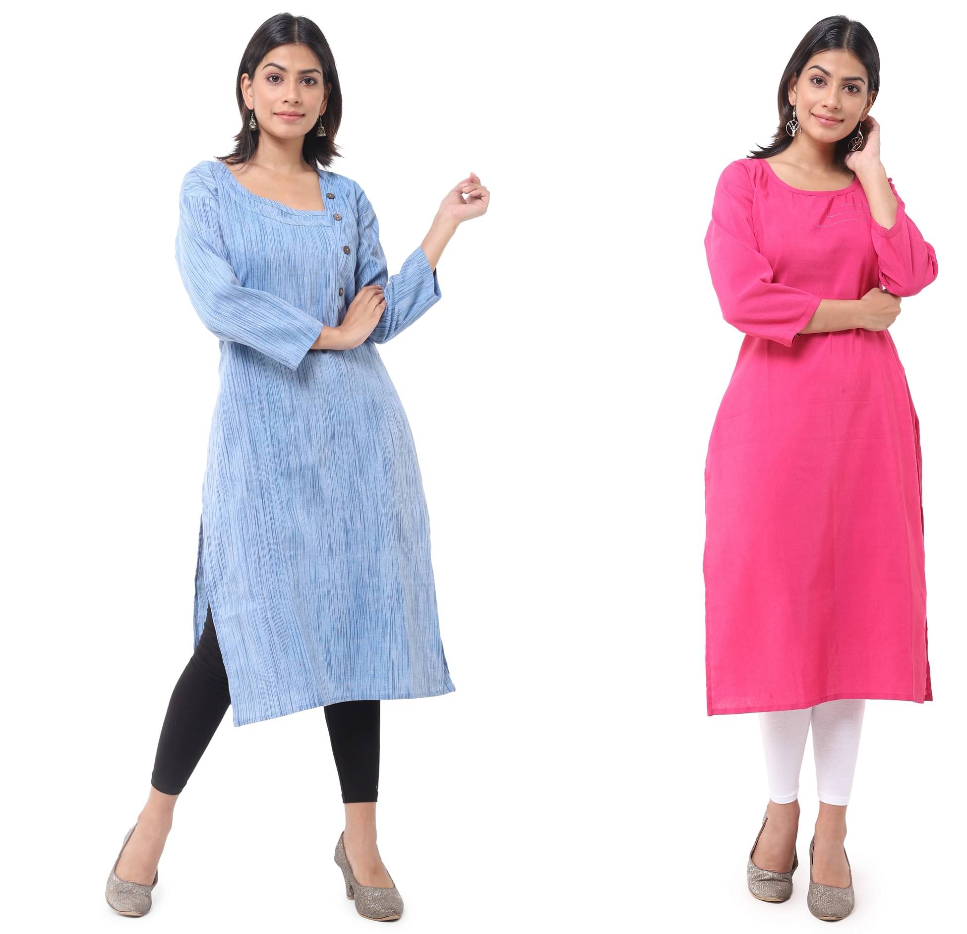     			DESHBANDHU DBK - Multicolor Cotton Women's Straight Kurti ( Pack of 2 )