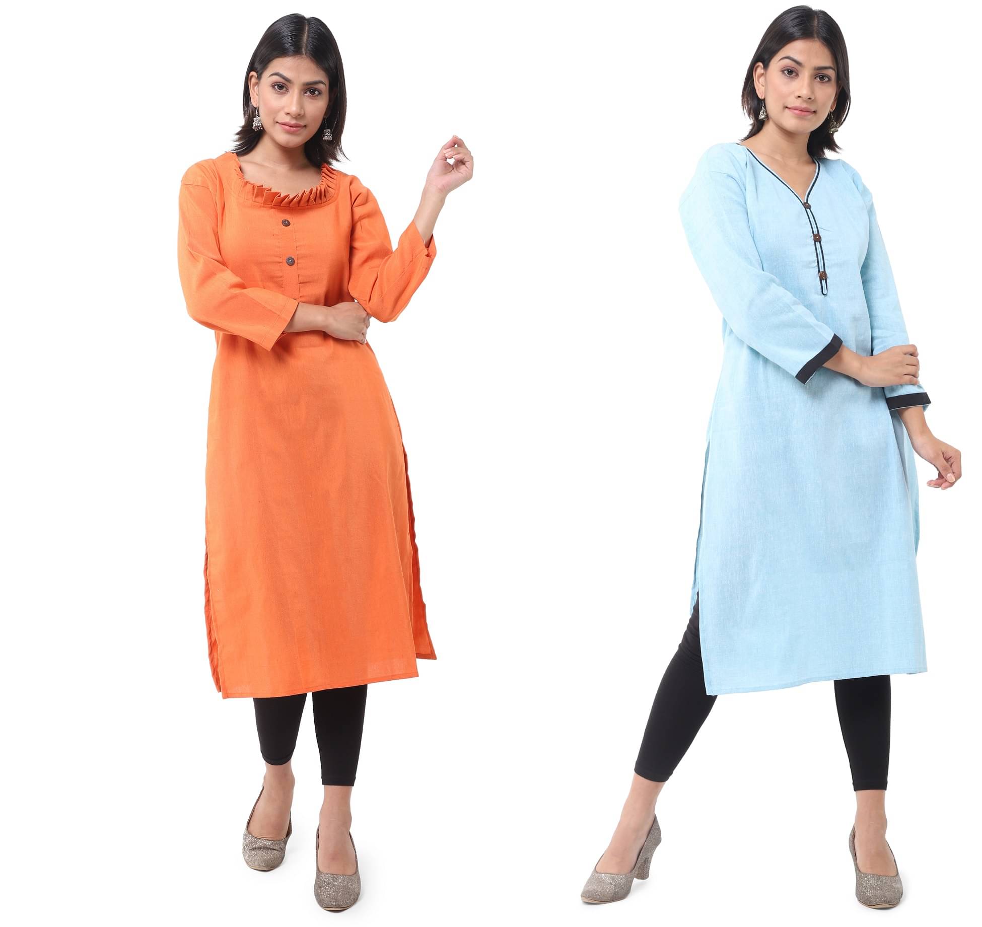     			DESHBANDHU DBK - Multicolor Cotton Women's Straight Kurti ( Pack of 2 )