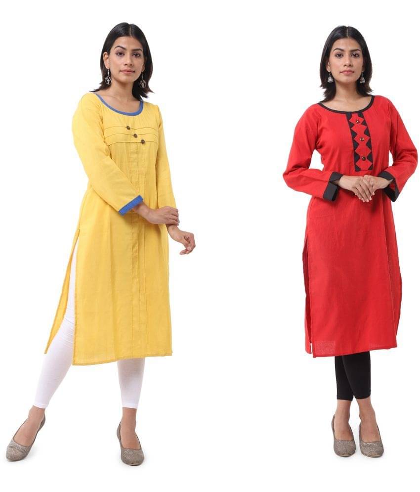     			DESHBANDHU DBK - Multicolor Cotton Women's Straight Kurti ( Pack of 2 )