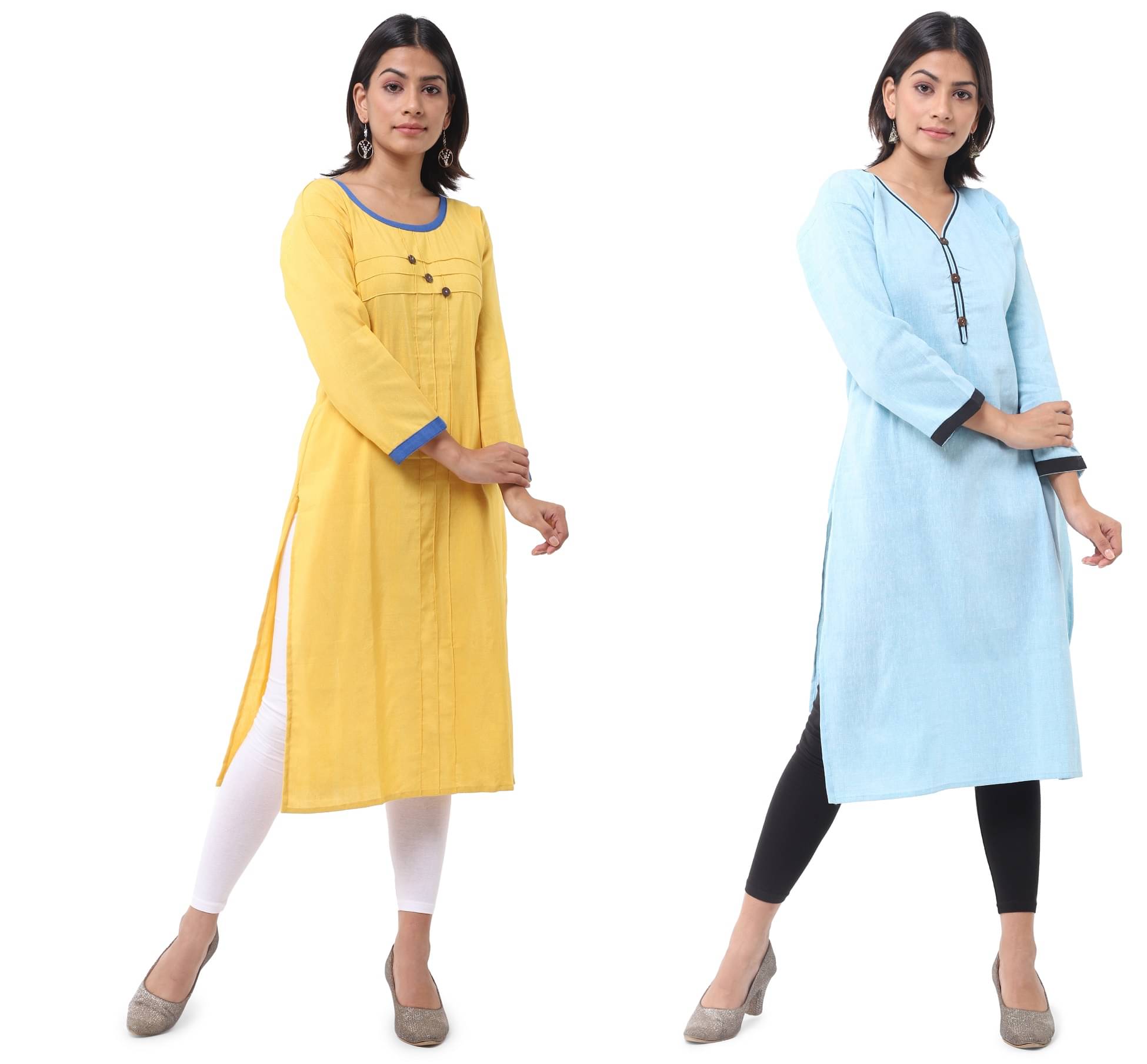 DESHBANDHU DBK - Multicolor Cotton Women's Straight Kurti ( Pack of 2 ) DESHBANDHU DBK - Multicolor Cotton Women's Straight Kurti ( Pack of 2 )
