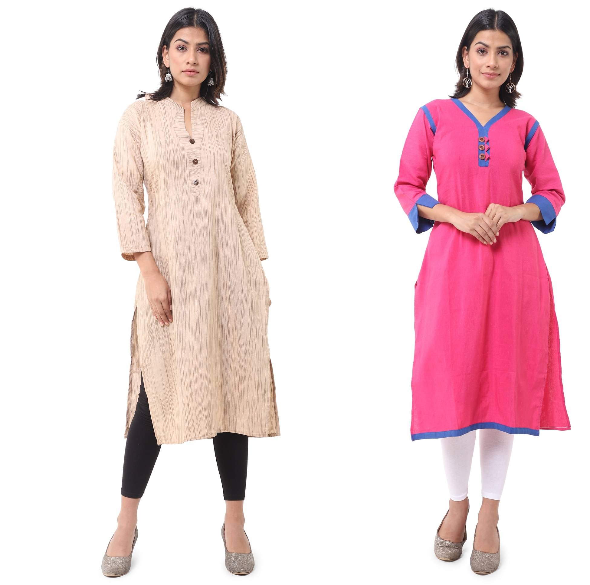 DESHBANDHU DBK - Multicolor Cotton Women's Straight Kurti ( Pack of 2 ) DESHBANDHU DBK - Multicolor Cotton Women's Straight Kurti ( Pack of 2 )