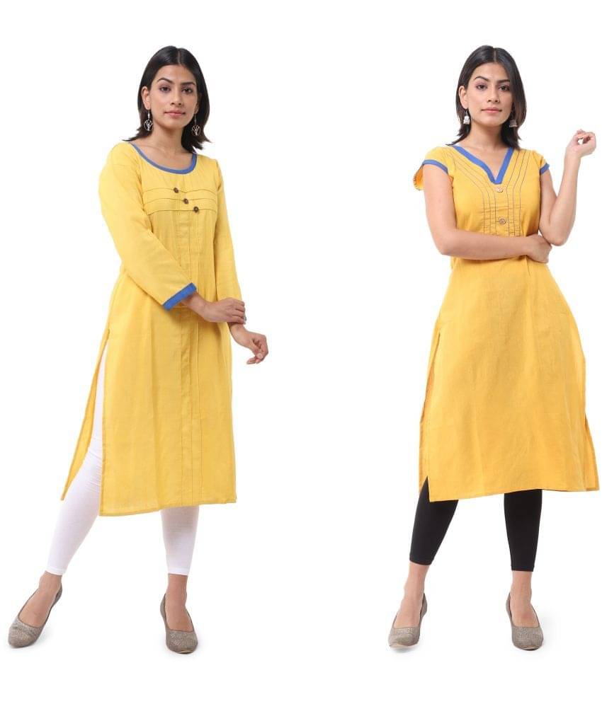 DESHBANDHU DBK - Multicolor Cotton Women's Straight Kurti ( Pack of 2 ) DESHBANDHU DBK - Multicolor Cotton Women's Straight Kurti ( Pack of 2 )