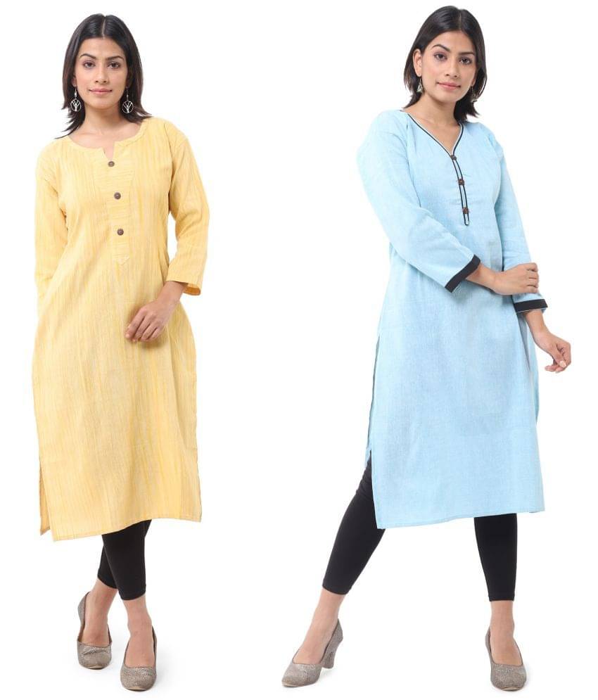 DESHBANDHU DBK - Multicolor Cotton Women's Straight Kurti ( Pack of 2 ) DESHBANDHU DBK - Multicolor Cotton Women's Straight Kurti ( Pack of 2 )