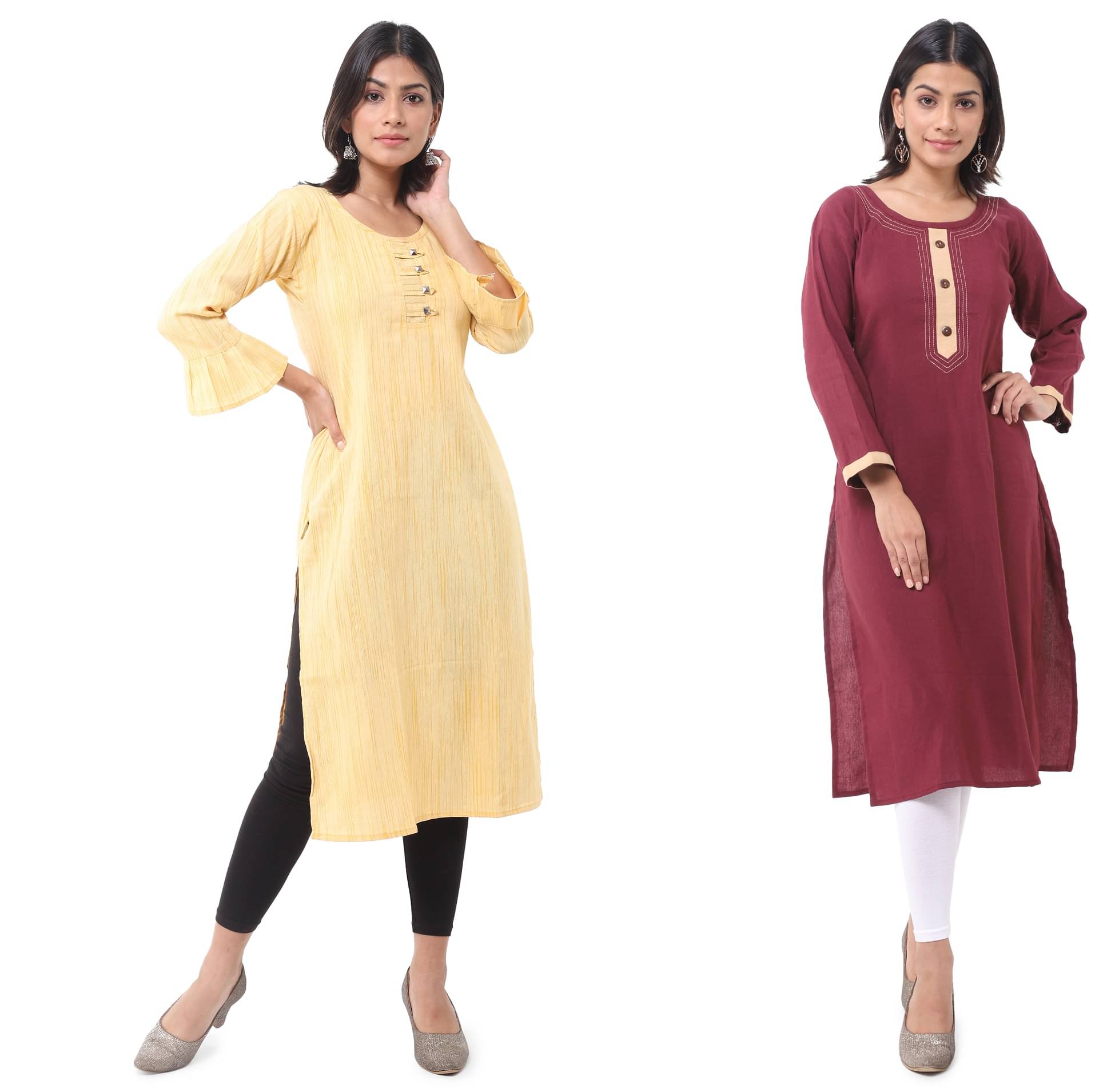     			DESHBANDHU DBK - Multicolor Cotton Women's Straight Kurti ( Pack of 2 )