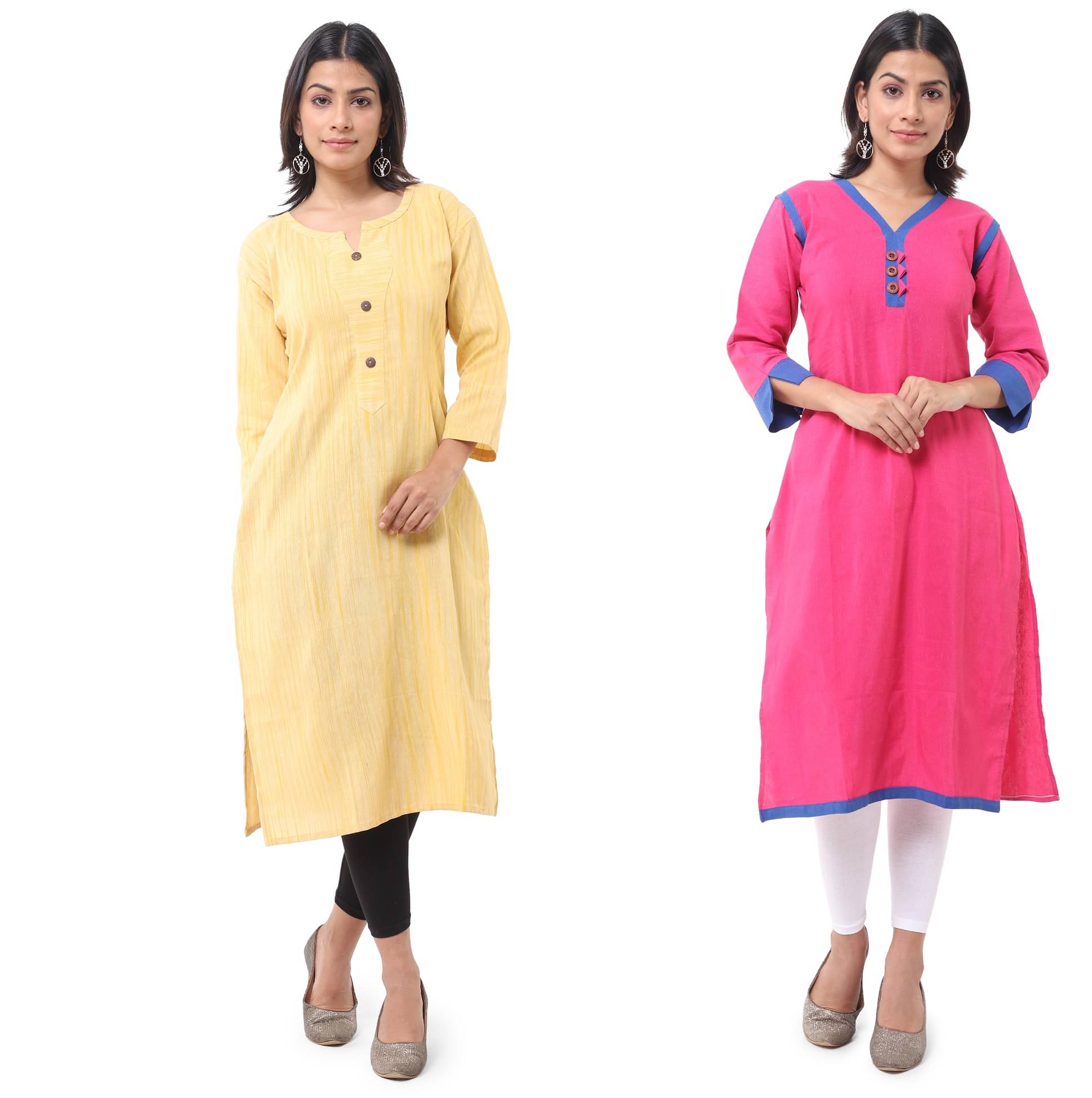     			DESHBANDHU DBK - Multicolor Cotton Women's Straight Kurti ( Pack of 2 )