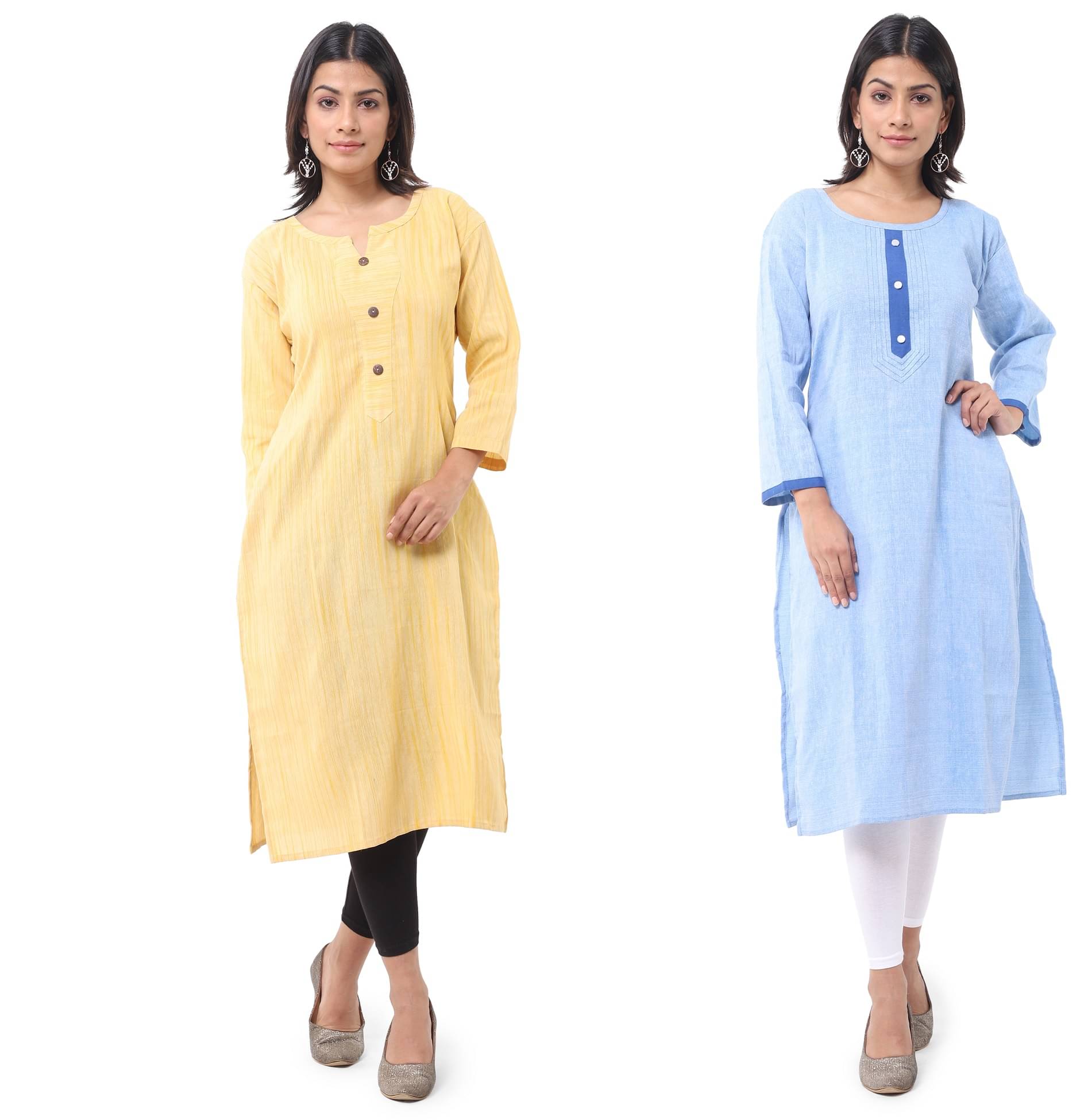     			DESHBANDHU DBK - Multicolor Cotton Women's Straight Kurti ( Pack of 2 )