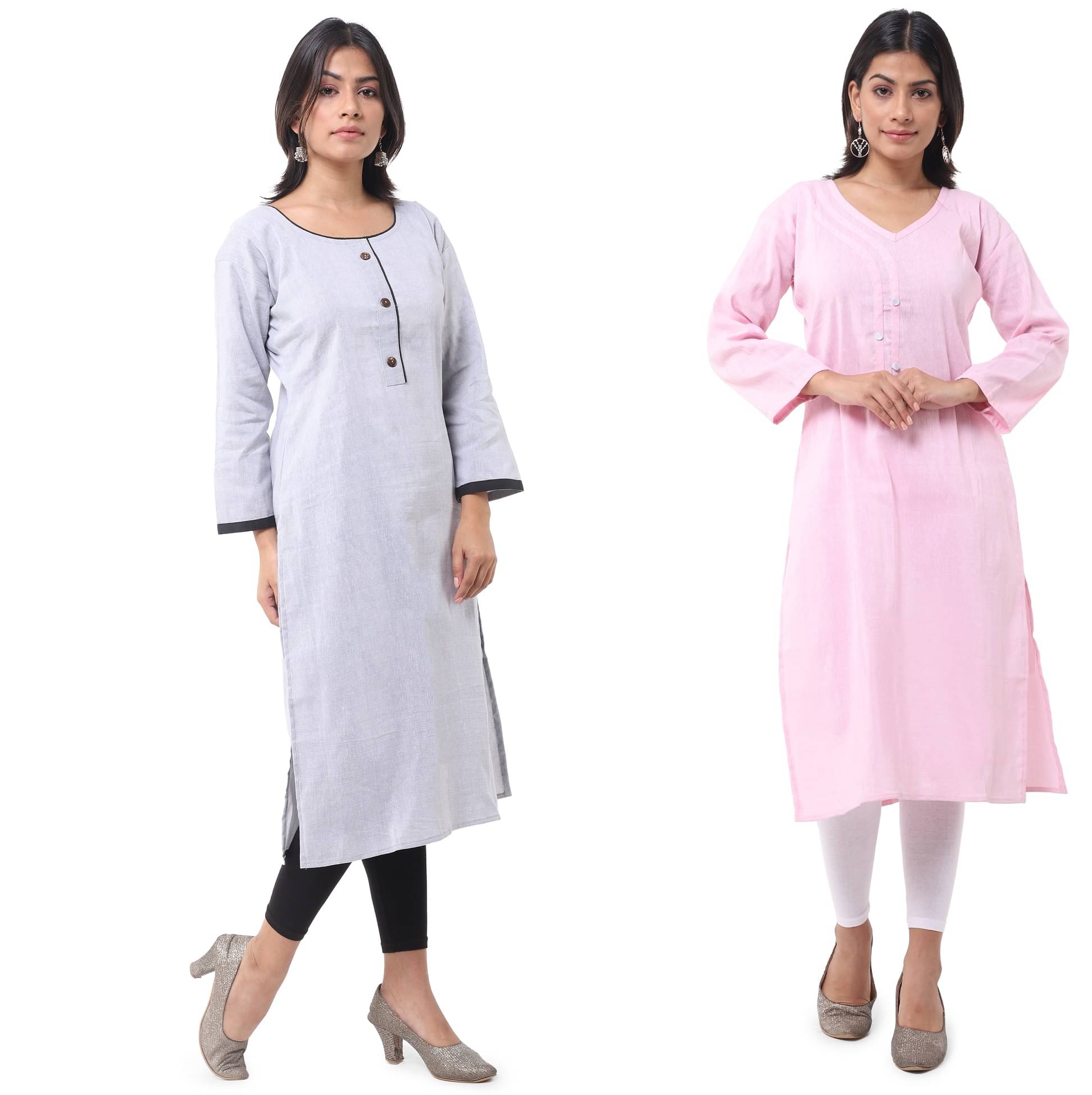 DESHBANDHU DBK - Multicolor Cotton Women's Straight Kurti ( Pack of 2 )     			DESHBANDHU DBK - Multicolor Cotton Women's Straight Kurti ( Pack of 2 )