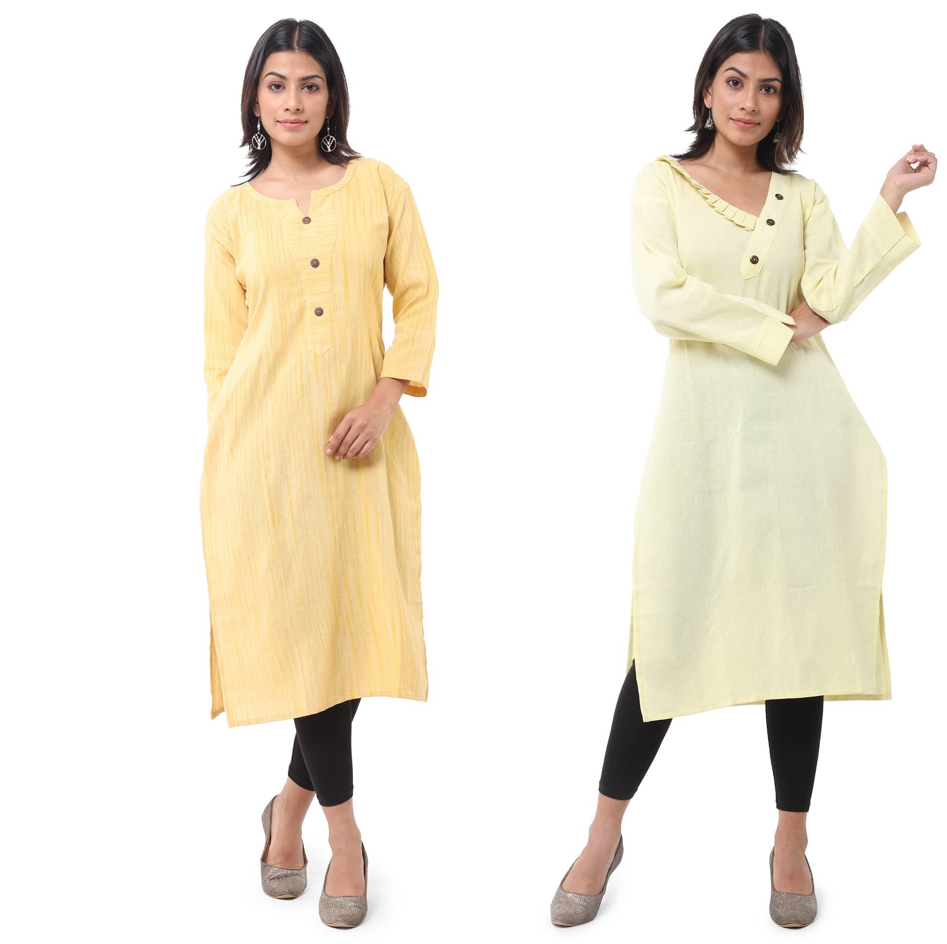 DESHBANDHU DBK - Multicolor Cotton Women's Straight Kurti ( Pack of 2 ) DESHBANDHU DBK - Multicolor Cotton Women's Straight Kurti ( Pack of 2 )