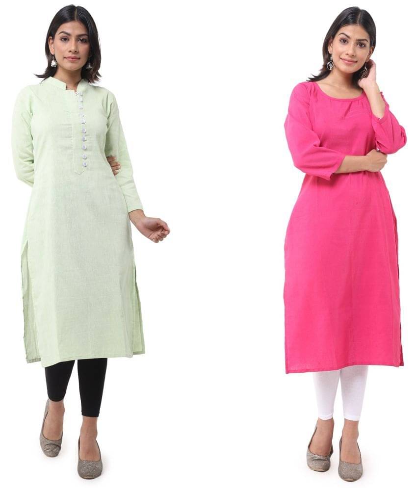 DESHBANDHU DBK - Multicolor Cotton Women's Straight Kurti ( Pack of 2 ) DESHBANDHU DBK - Multicolor Cotton Women's Straight Kurti ( Pack of 2 )