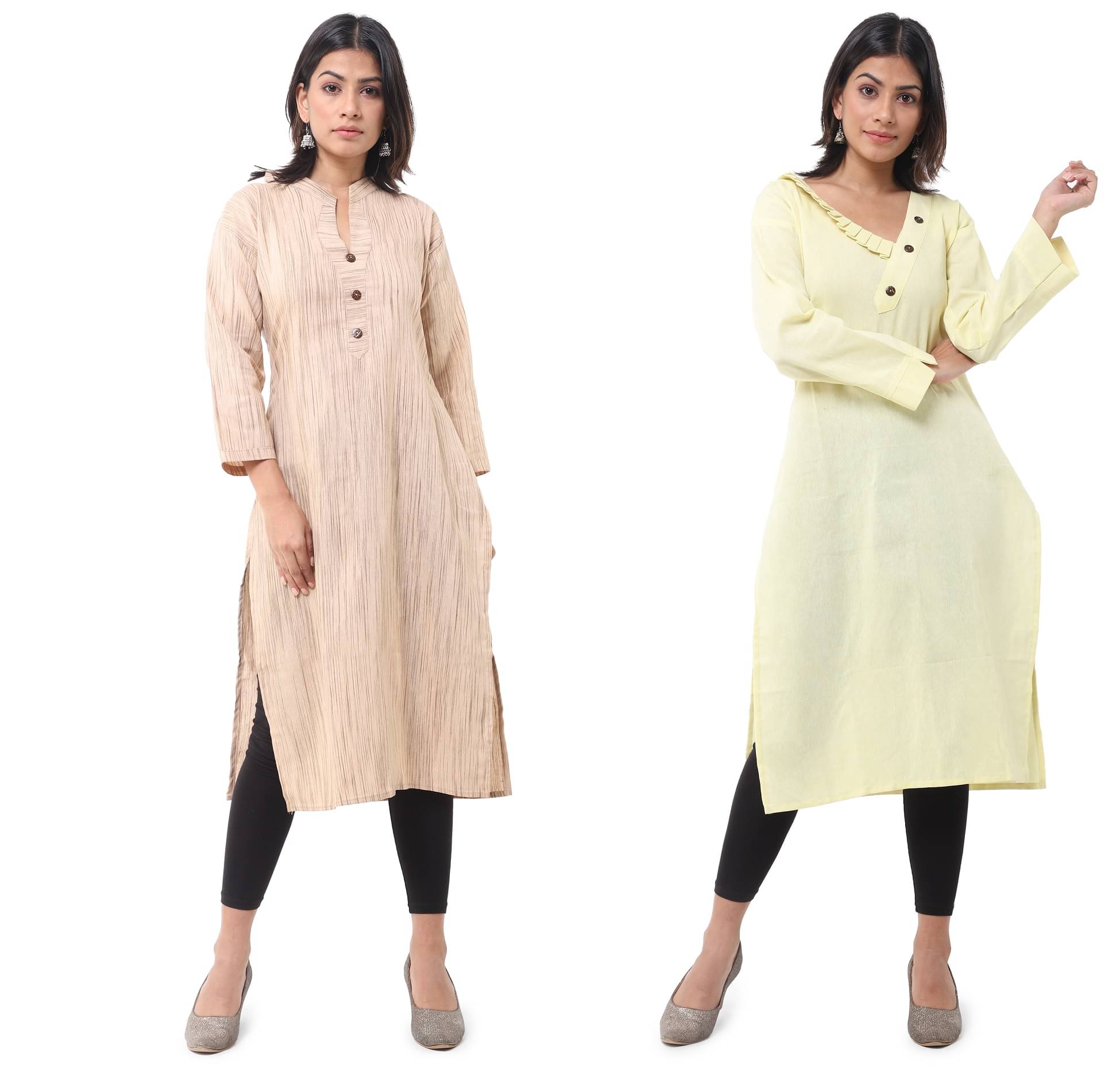     			DESHBANDHU DBK - Multicolor Cotton Women's Straight Kurti ( Pack of 2 )