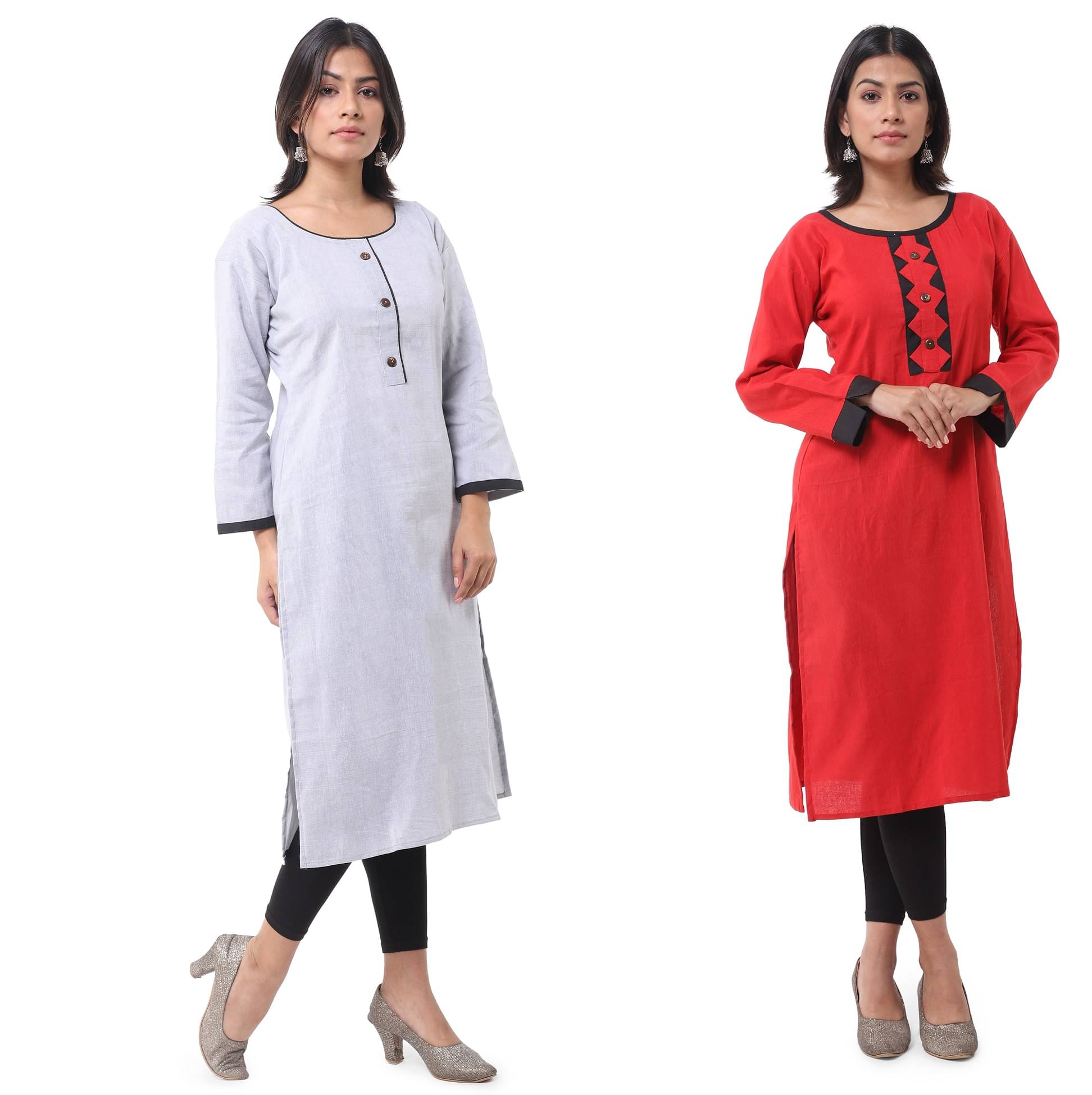     			DESHBANDHU DBK - Multicolor Cotton Women's Straight Kurti ( Pack of 2 )