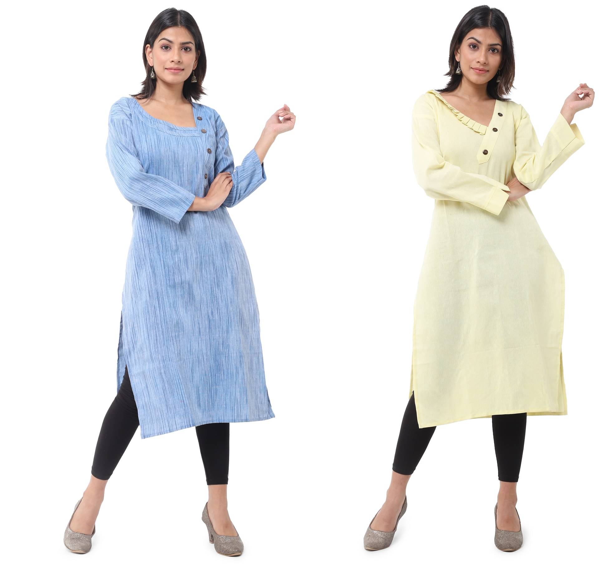     			DESHBANDHU DBK - Multicolor Cotton Women's Straight Kurti ( Pack of 2 )
