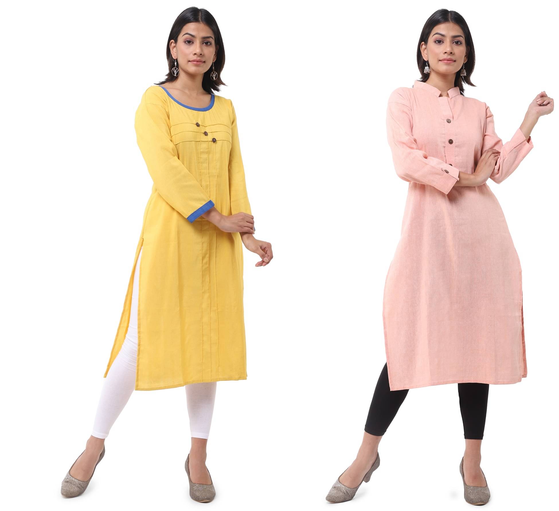     			DESHBANDHU DBK - Multicolor Cotton Women's Straight Kurti ( Pack of 2 )