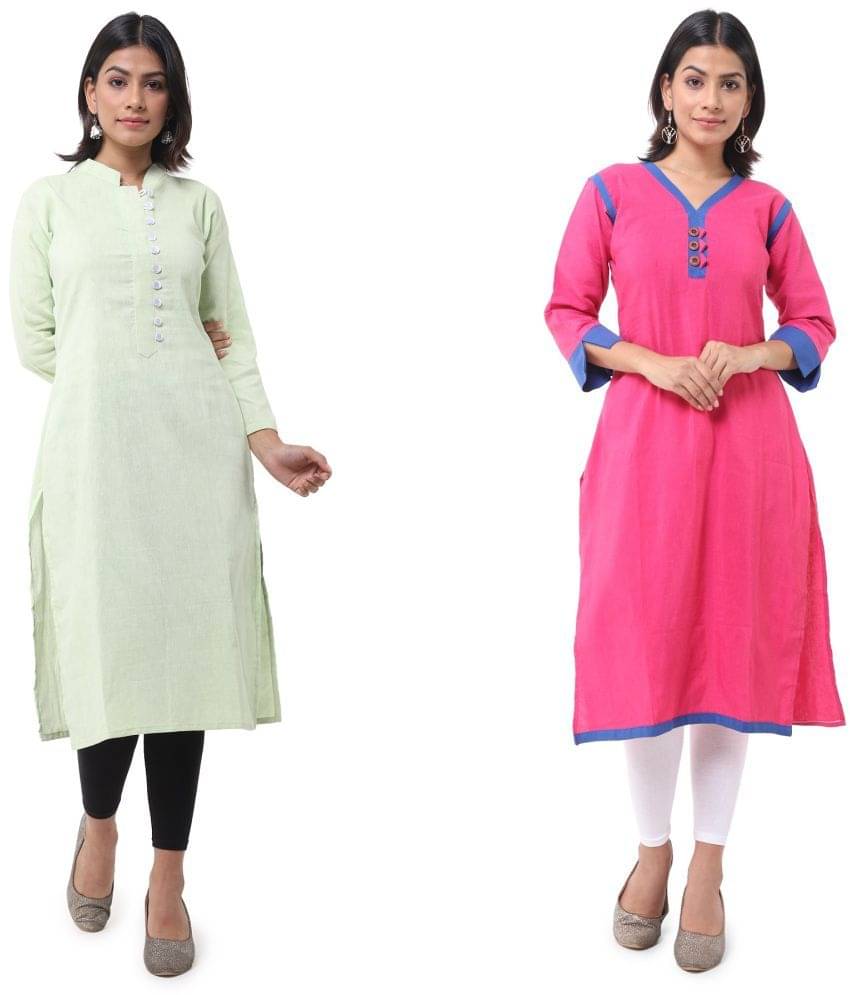 DESHBANDHU DBK - Multicolor Cotton Women's Straight Kurti ( Pack of 2 ) DESHBANDHU DBK - Multicolor Cotton Women's Straight Kurti ( Pack of 2 )