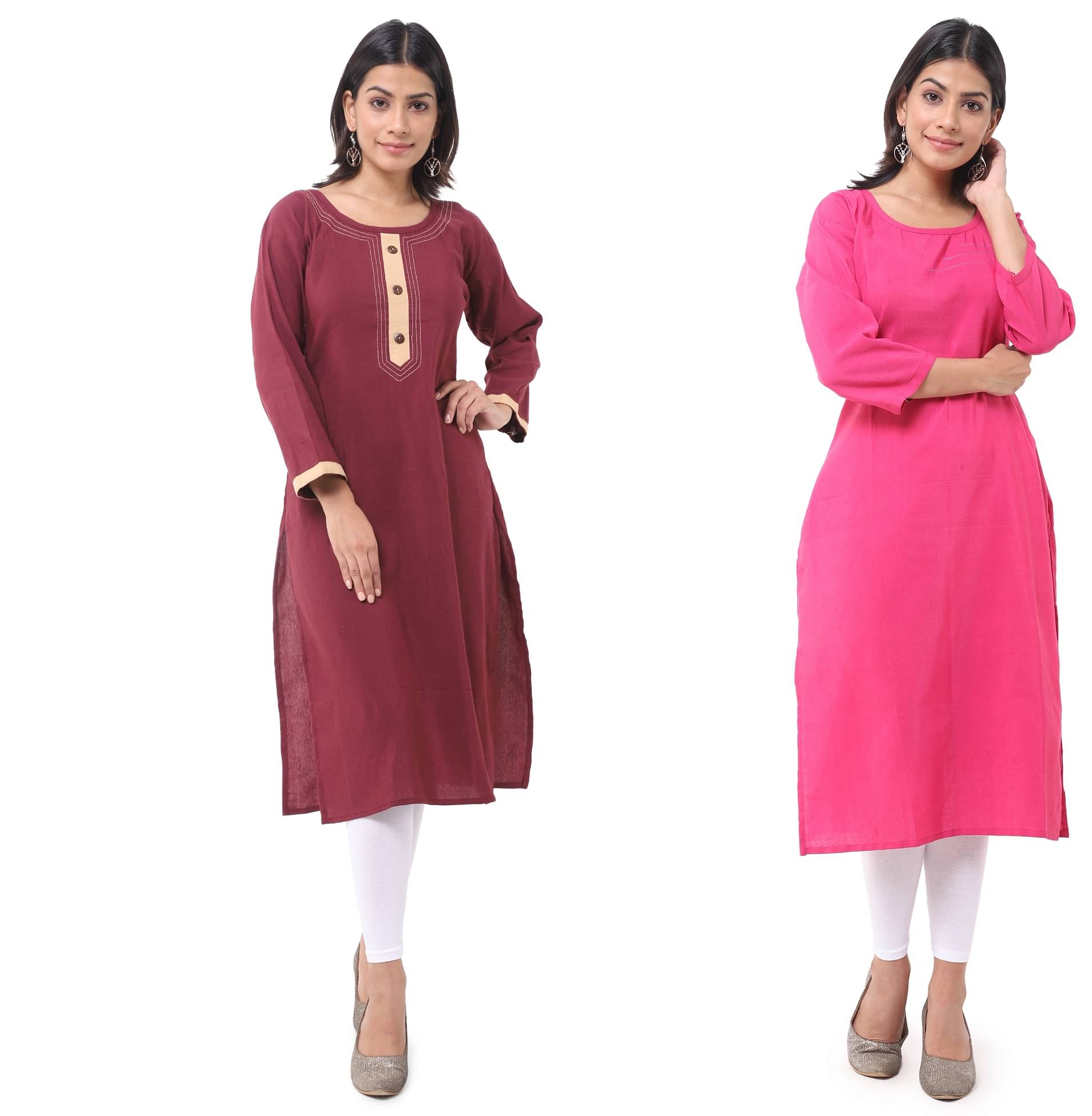     			DESHBANDHU DBK - Multicolor Cotton Women's Straight Kurti ( Pack of 2 )
