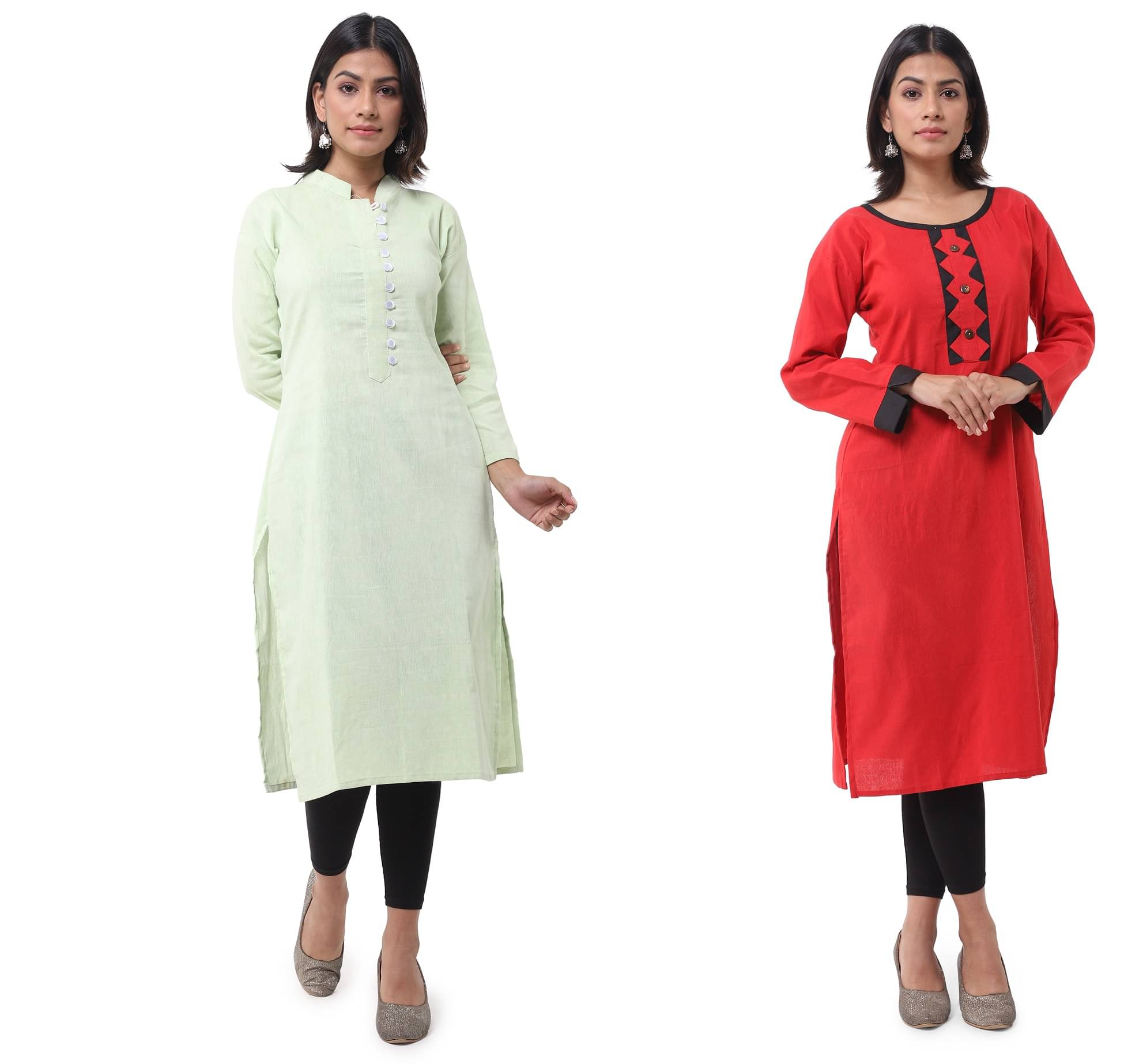     			DESHBANDHU DBK - Multicolor Cotton Women's Straight Kurti ( Pack of 2 )