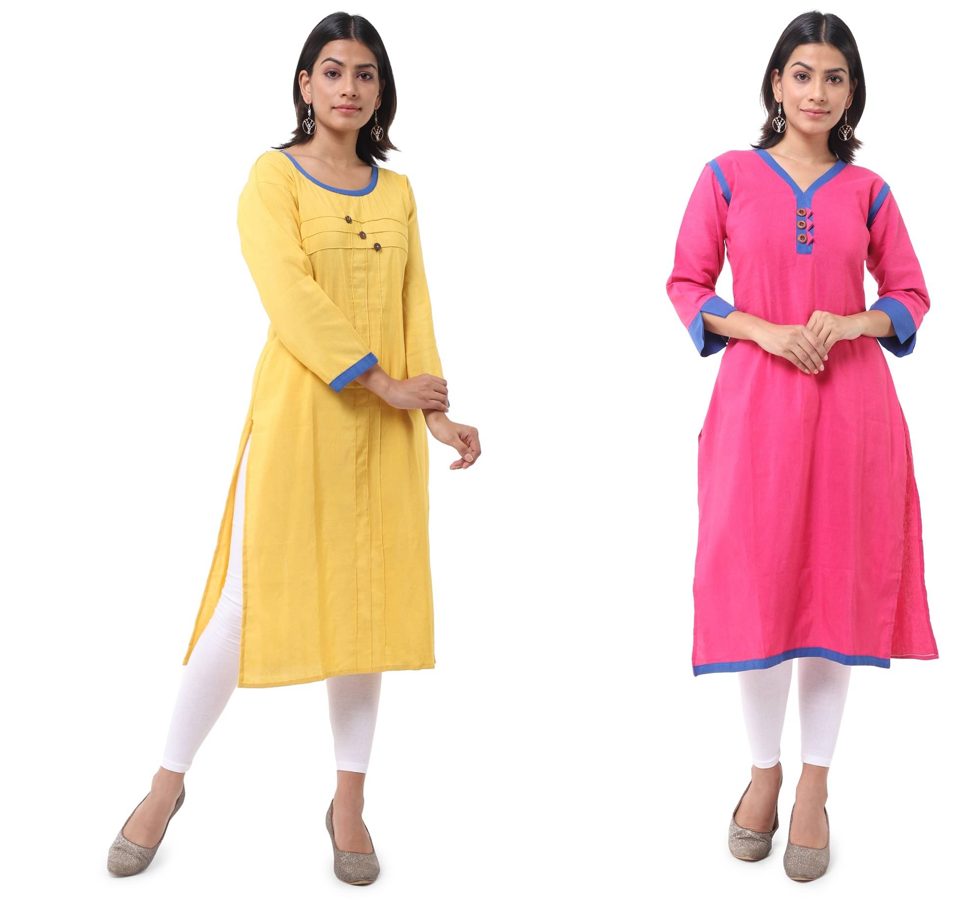     			DESHBANDHU DBK - Multicolor Cotton Women's Straight Kurti ( Pack of 2 )