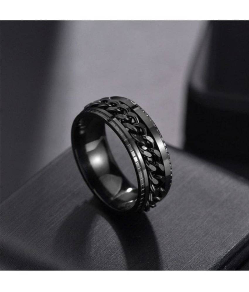     			FASHION FRILL Black Rings ( Pack of 1 )