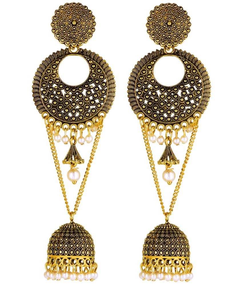     			FASHION FRILL - Gold Jhumki Earrings ( Pack of 1 )