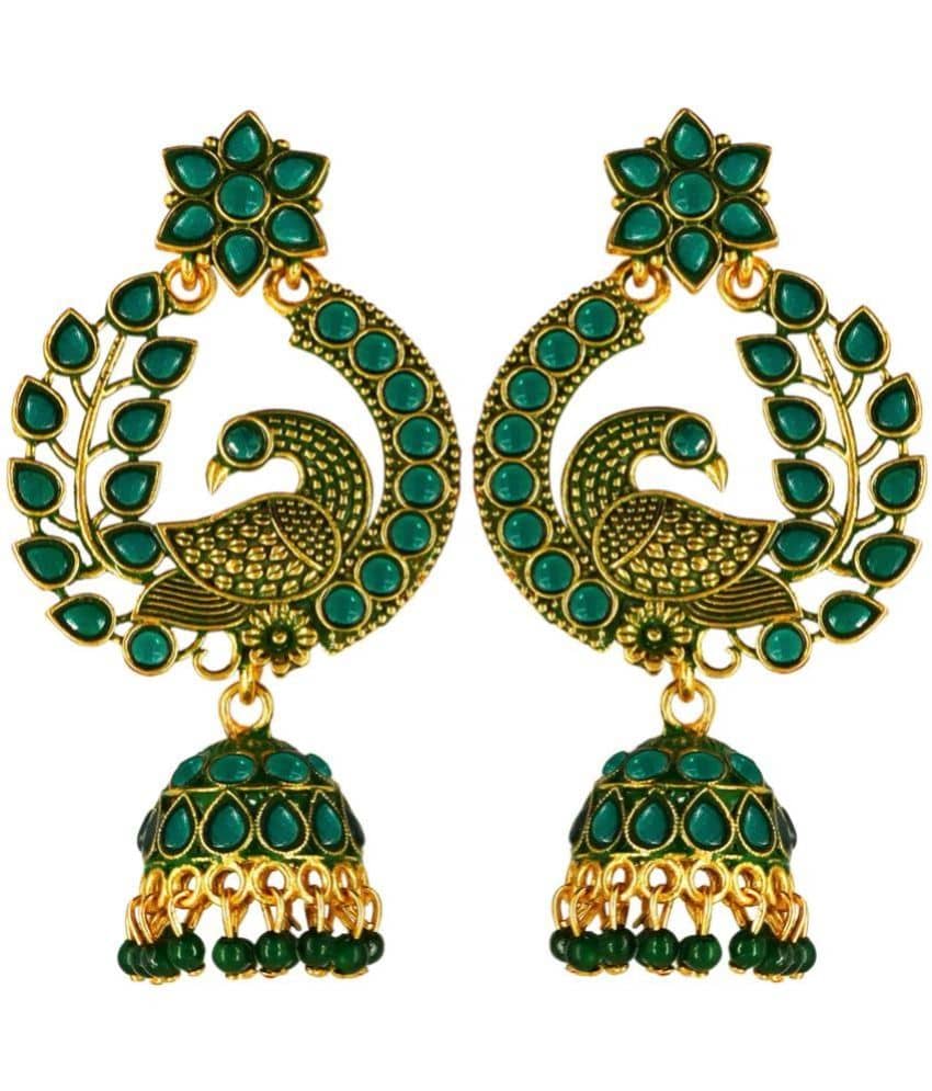 FASHION FRILL - Green Drop Earrings ( Pack of 1 ) - Earrings | Buy online on ZillyBuy