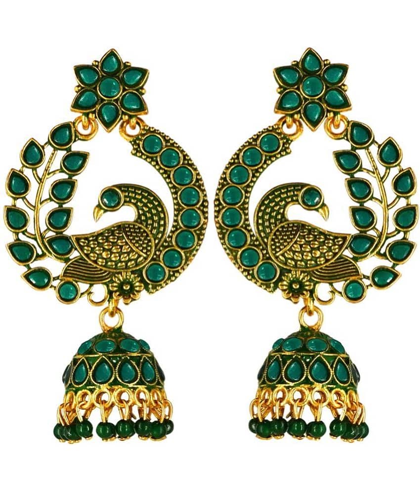 FASHION FRILL - Green Drop Earrings ( Pack of 1 ) - Earrings | Buy online on ZillyBuy