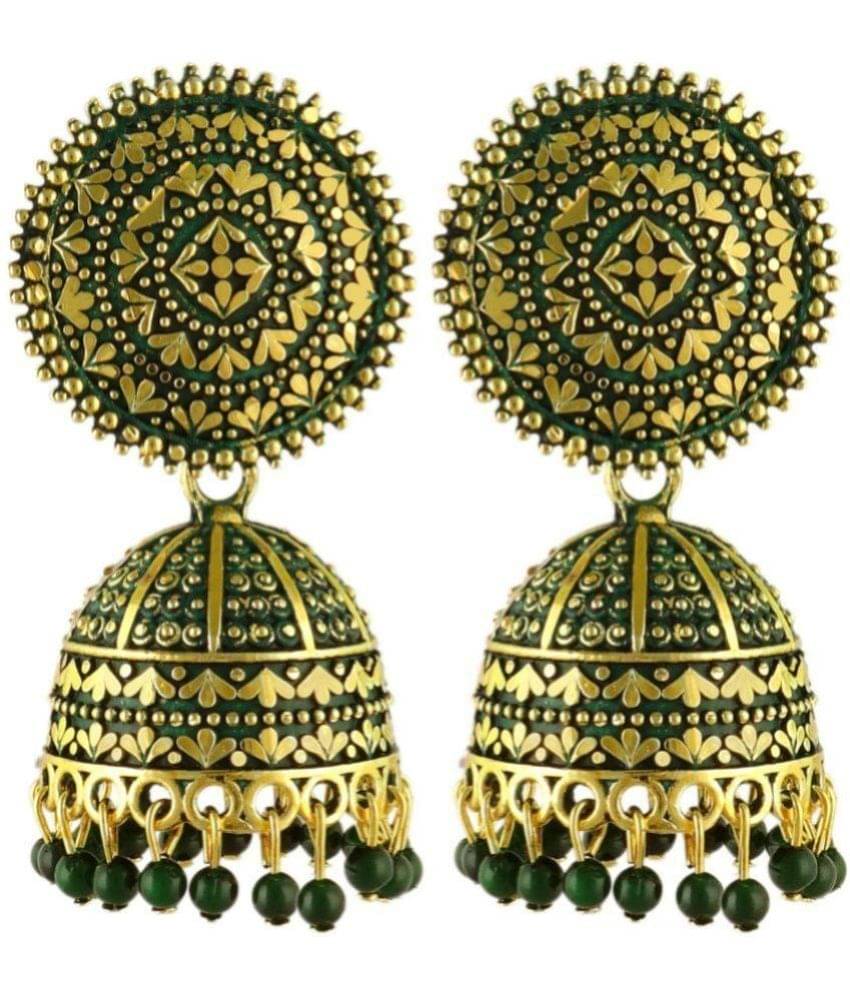     			FASHION FRILL - Green Jhumki Earrings ( Pack of 1 )