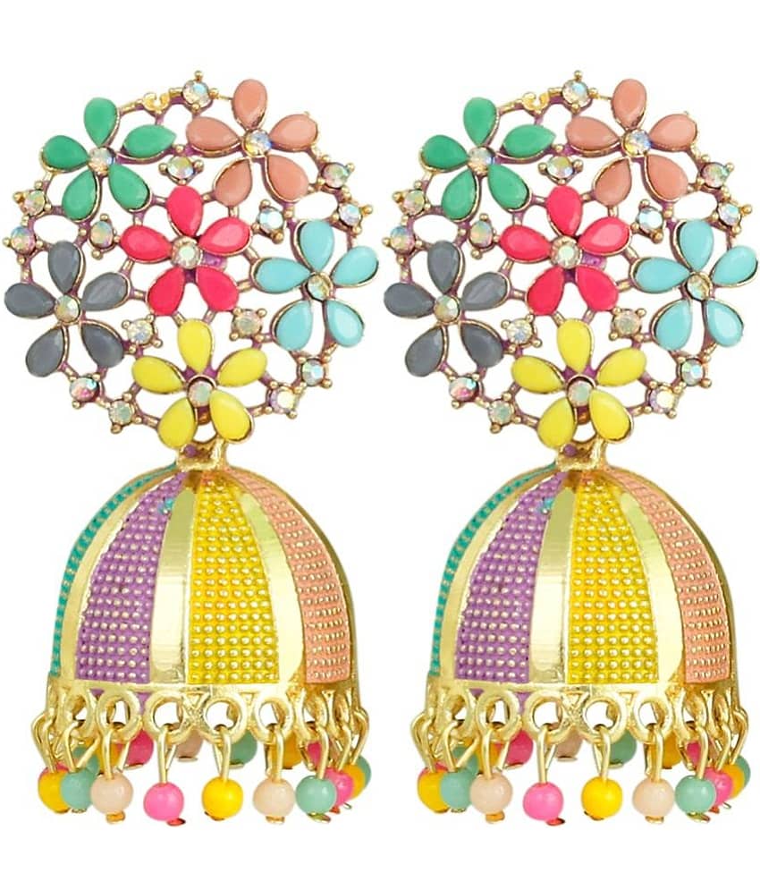 FASHION FRILL - Multi Color Jhumki Earrings ( Pack of 1 ) - Earrings | Buy online on ZillyBuy