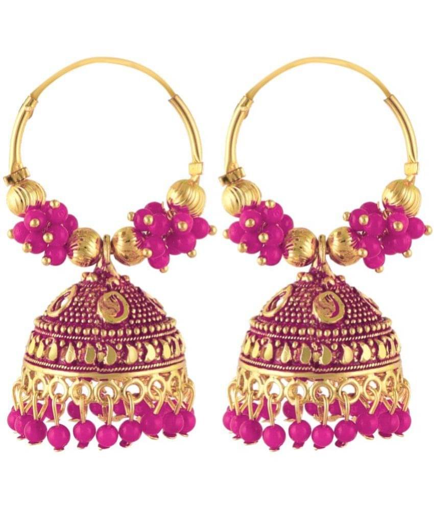     			FASHION FRILL - Pink Jhumki Earrings ( Pack of 1 )