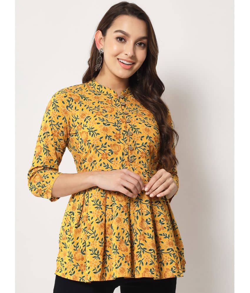 Kbz Women's Cotton Peplum Top ( Yellow )