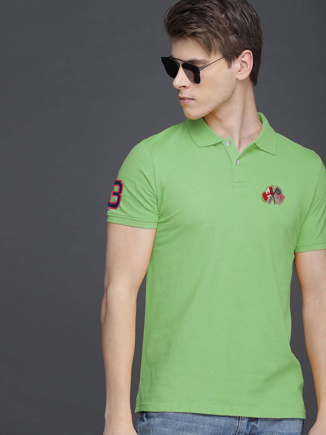 Merriment Pack of 1 Cotton Blend Regular Fit Embroidered Half Sleeves Men's Polo T Shirt ( Teal Blue )
