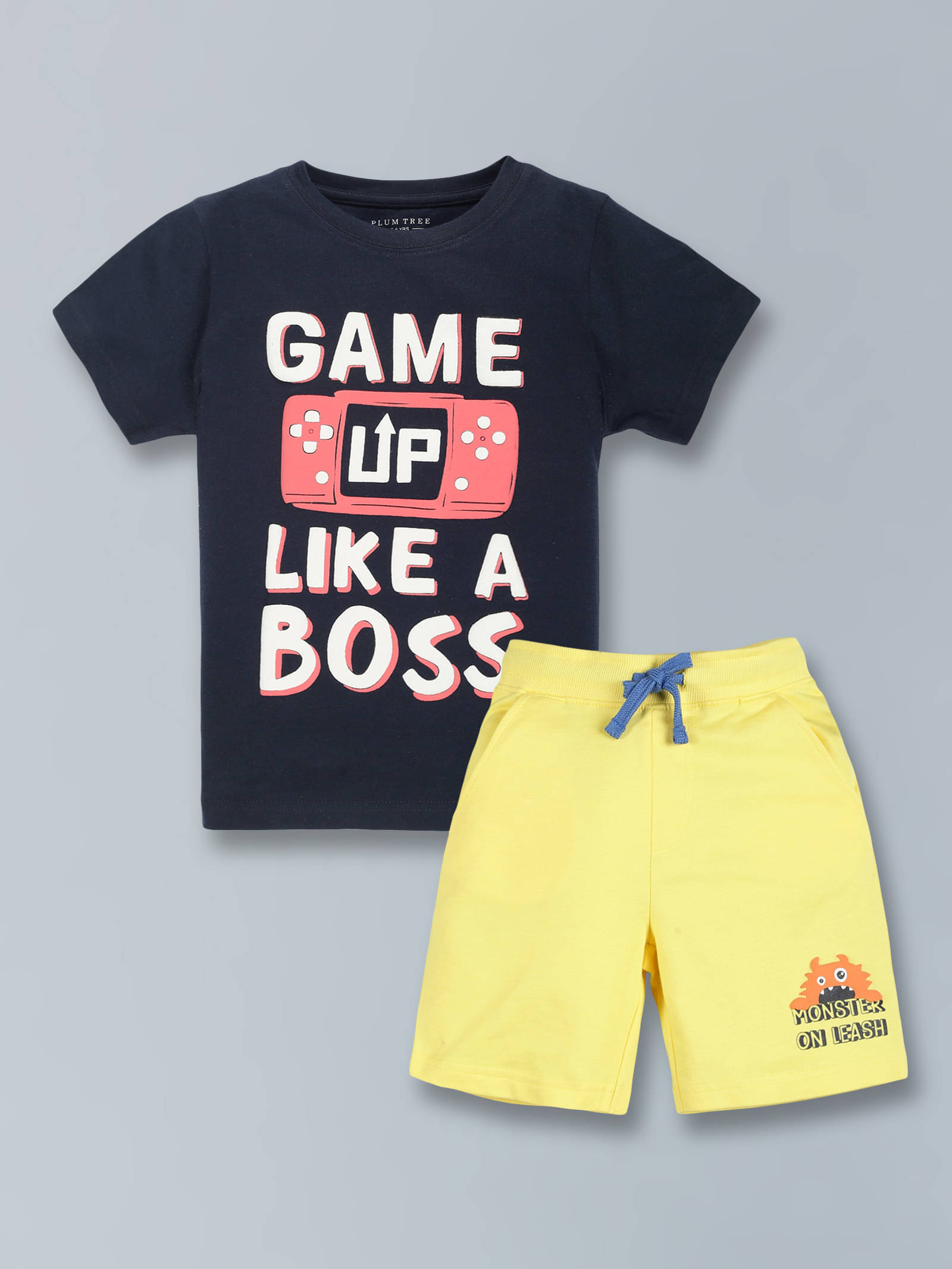    			PLUM TREE Pack of 1 Boys Cotton T-Shirt & Shorts Set ( Blue )
