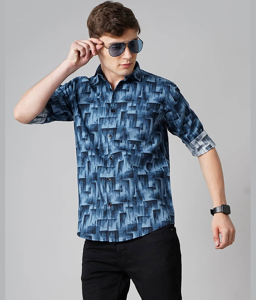 Paul Street - Navy Blue 100% Cotton Slim Fit Men's Casual Shirt ( Pack of 1 )