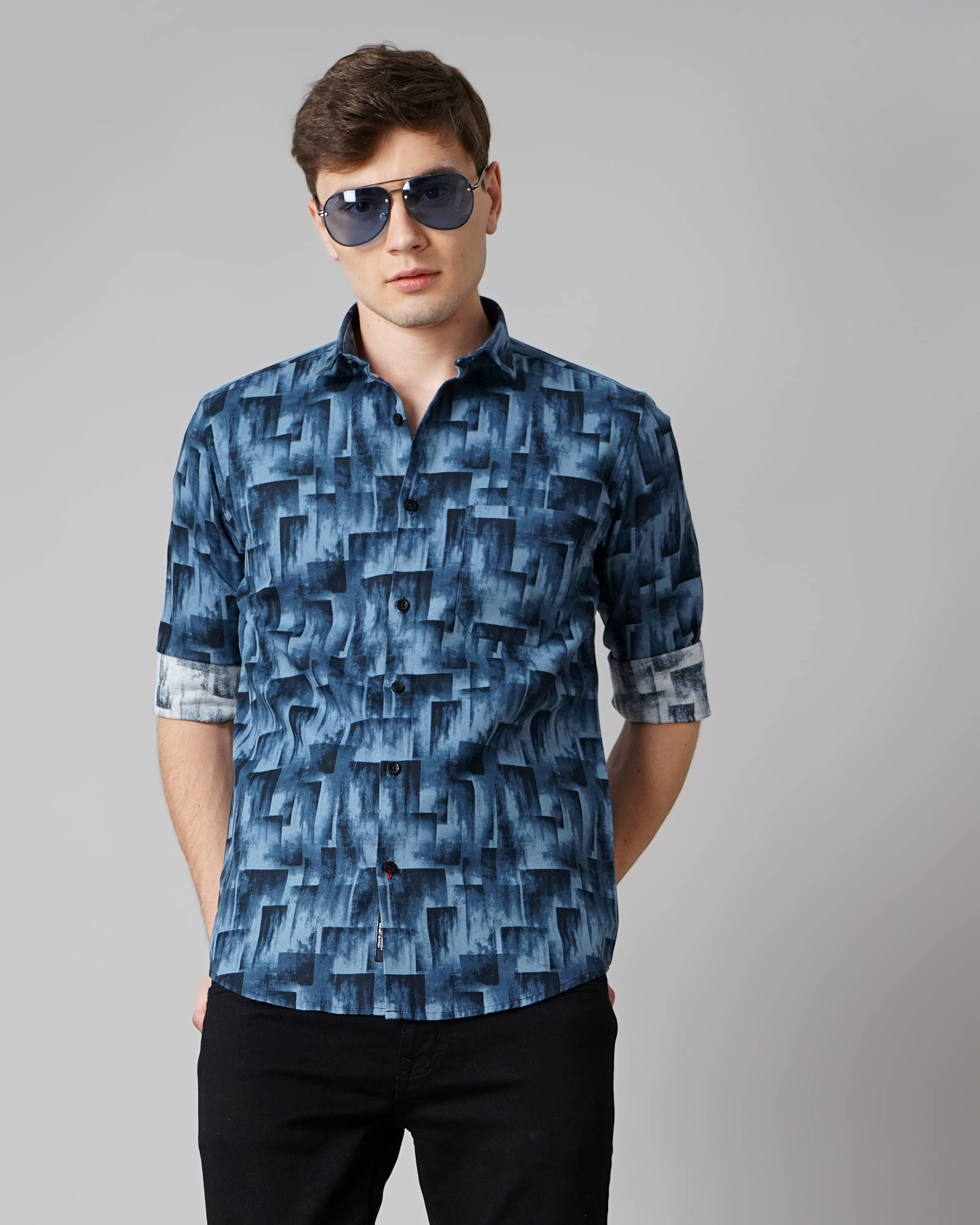 Paul Street - Navy Blue 100% Cotton Slim Fit Men's Casual Shirt ( Pack of 1 )