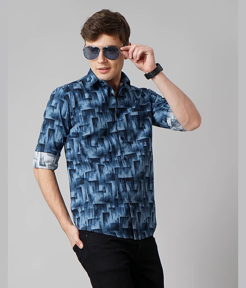 Paul Street - Navy Blue 100% Cotton Slim Fit Men's Casual Shirt ( Pack of 1 )