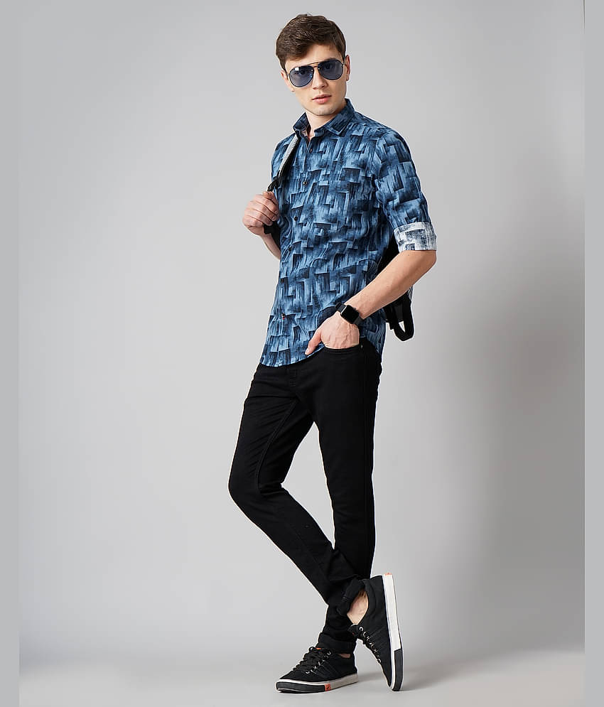 Paul Street - Navy Blue 100% Cotton Slim Fit Men's Casual Shirt ( Pack of 1 )