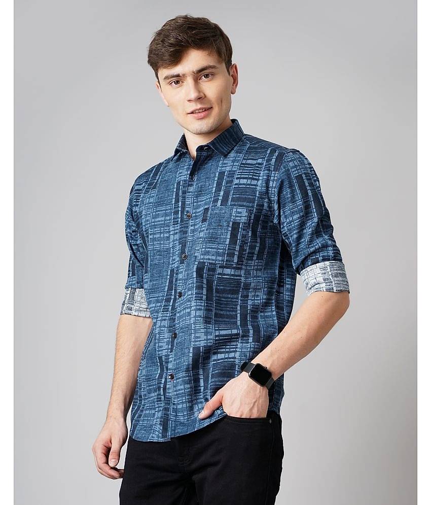 Paul Street - Navy Blue 100% Cotton Slim Fit Men's Casual Shirt ( Pack of 1 )