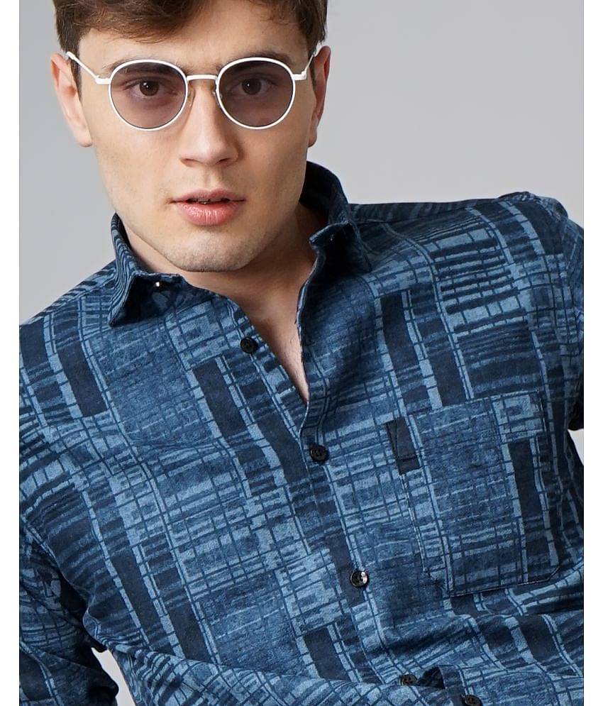 Paul Street - Navy Blue 100% Cotton Slim Fit Men's Casual Shirt ( Pack of 1 )