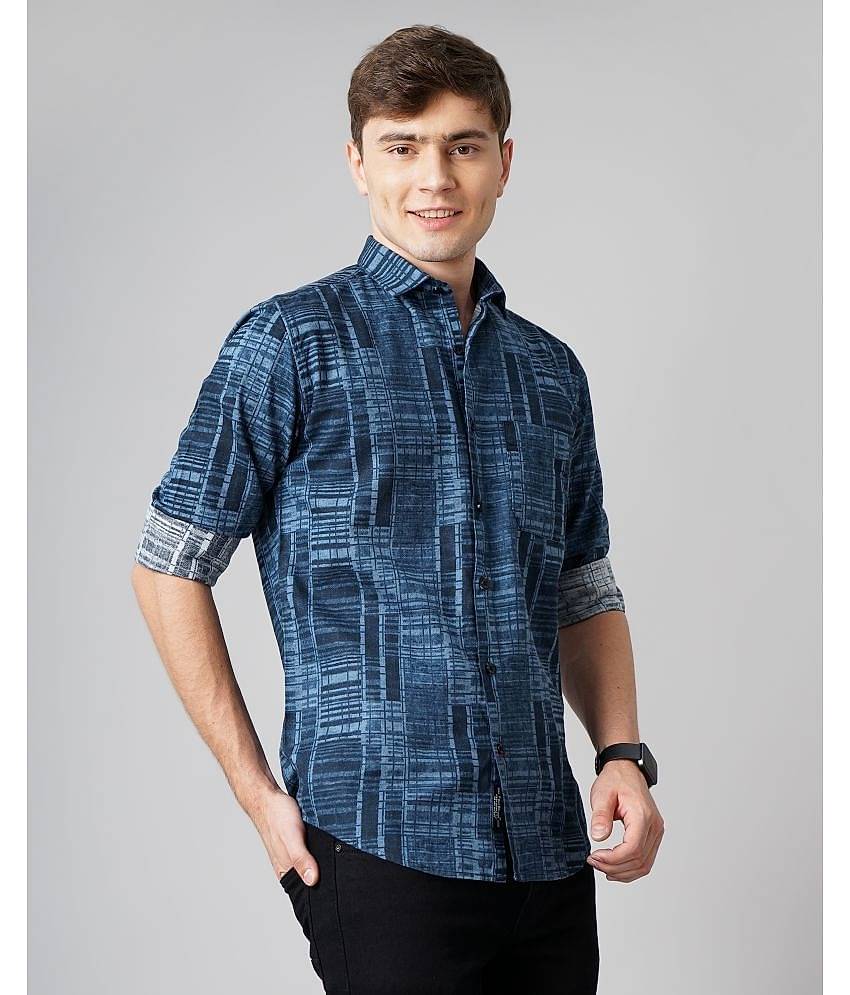 Paul Street - Navy Blue 100% Cotton Slim Fit Men's Casual Shirt ( Pack of 1 )