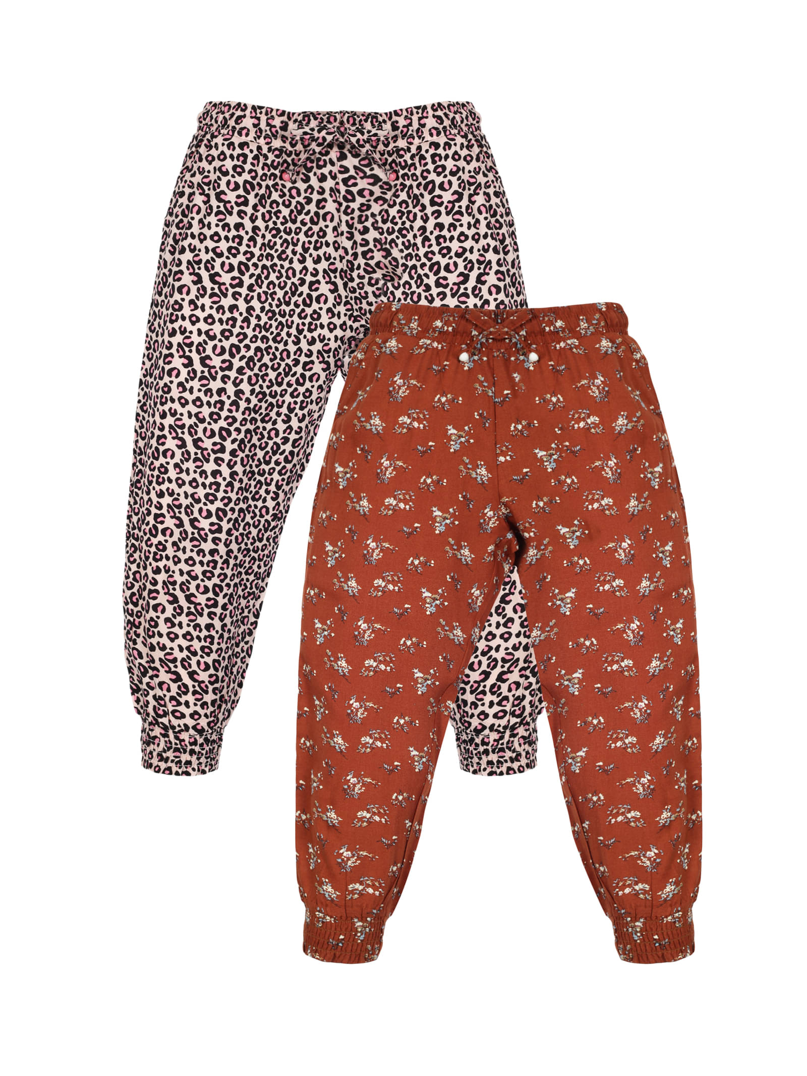     			Plum Tree Girls Flower Print Rayon Pant  ( Pack of 2)