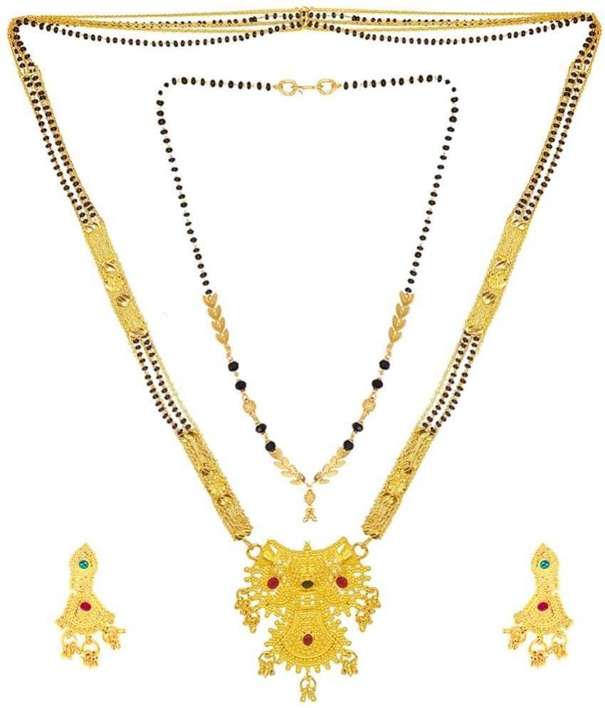     			SHANKH-KRIVA - Golden Mangalsutra Set ( Pack of 2 )