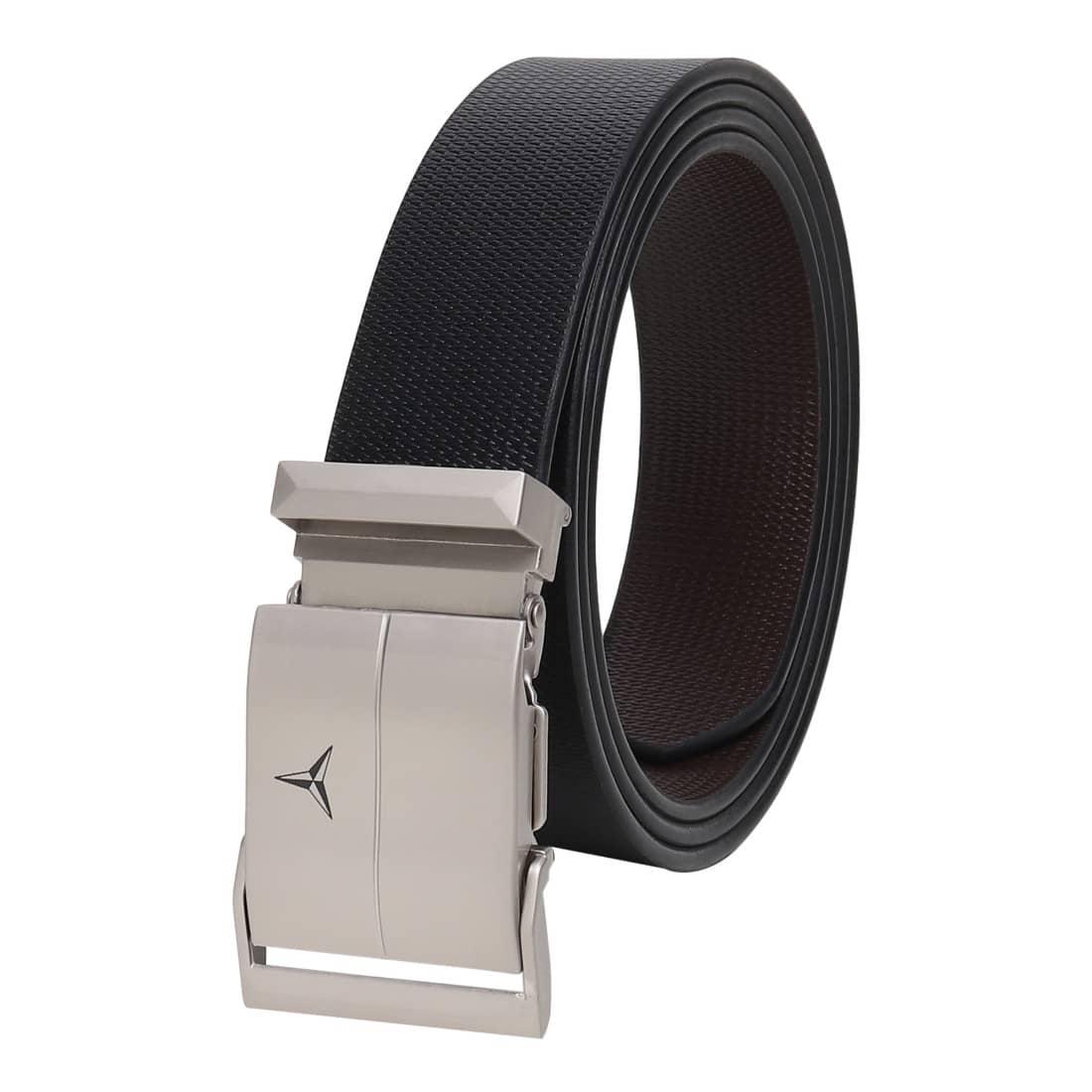 SILKSHOPPING - Black 100% Leather Men's Reversible Belt ( Pack of 1 )