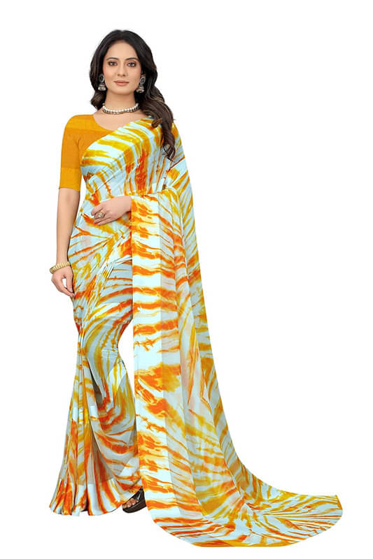 Sanwariya Silks Georgette Dyed Saree With Unstitched Blouse Piece ( Green )     			Sanwariya Silks Georgette Dyed Saree With Unstitched Blouse Piece ( Green )