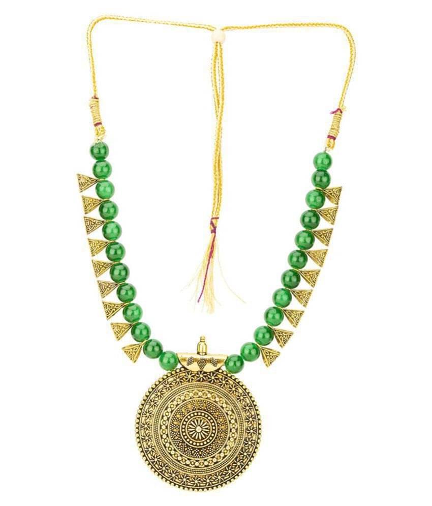     			Sunhari Jewels - Green Alloy Necklace Set ( Pack of 1 )