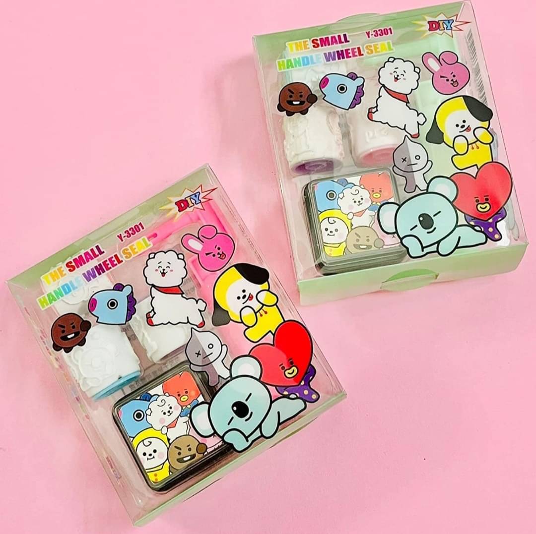     			2363 YESKART -3 PC Roller Stamp for Kids Boys & Girls / Handle Wheel Roller Stamp with inkpad Diary DIY Stamp Set Creative for DIY Scrapbooking Card Making Kids Return Gift (PACK OF 2)