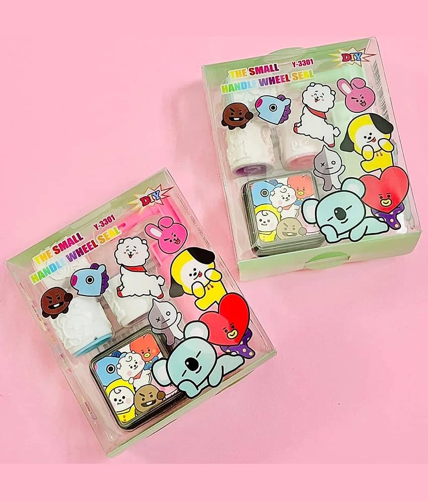 2363 YESKART -3 PC Roller Stamp for Kids Boys & Girls / Handle Wheel Roller Stamp with inkpad Diary DIY Stamp Set Creative for DIY Scrapbooking Card Making Kids Return Gift (PACK OF 2) - Stationery | Buy online on ZillyBuy