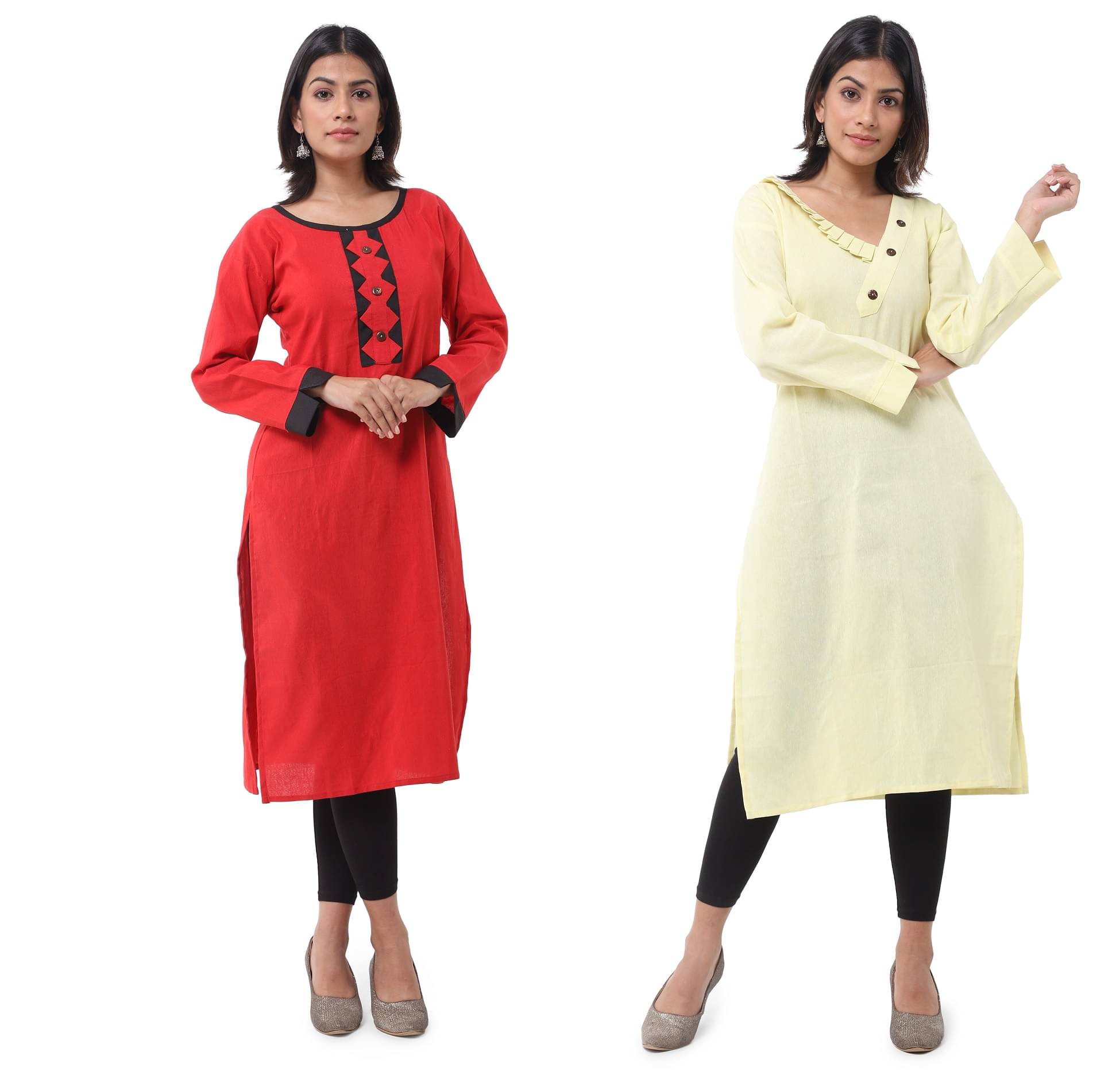     			DESHBANDHU DBK - Multicolor Cotton Women's Straight Kurti ( Pack of 2 )