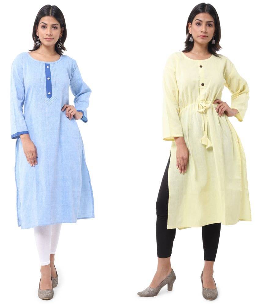 DESHBANDHU DBK - Multicolor Cotton Women's Straight Kurti ( Pack of 2 ) DESHBANDHU DBK - Multicolor Cotton Women's Straight Kurti ( Pack of 2 )