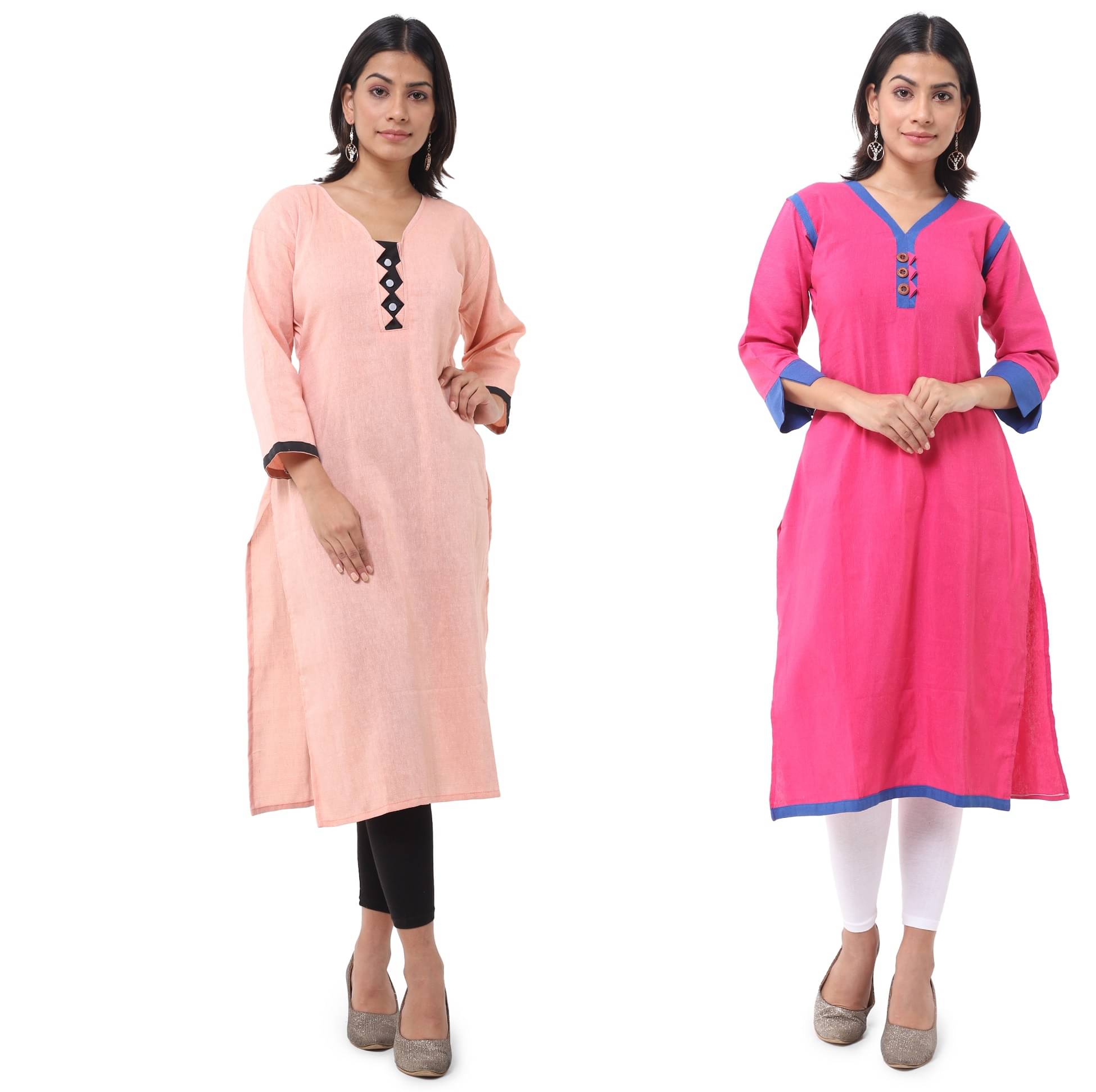     			DESHBANDHU DBK - Multicolor Cotton Women's Straight Kurti ( Pack of 2 )
