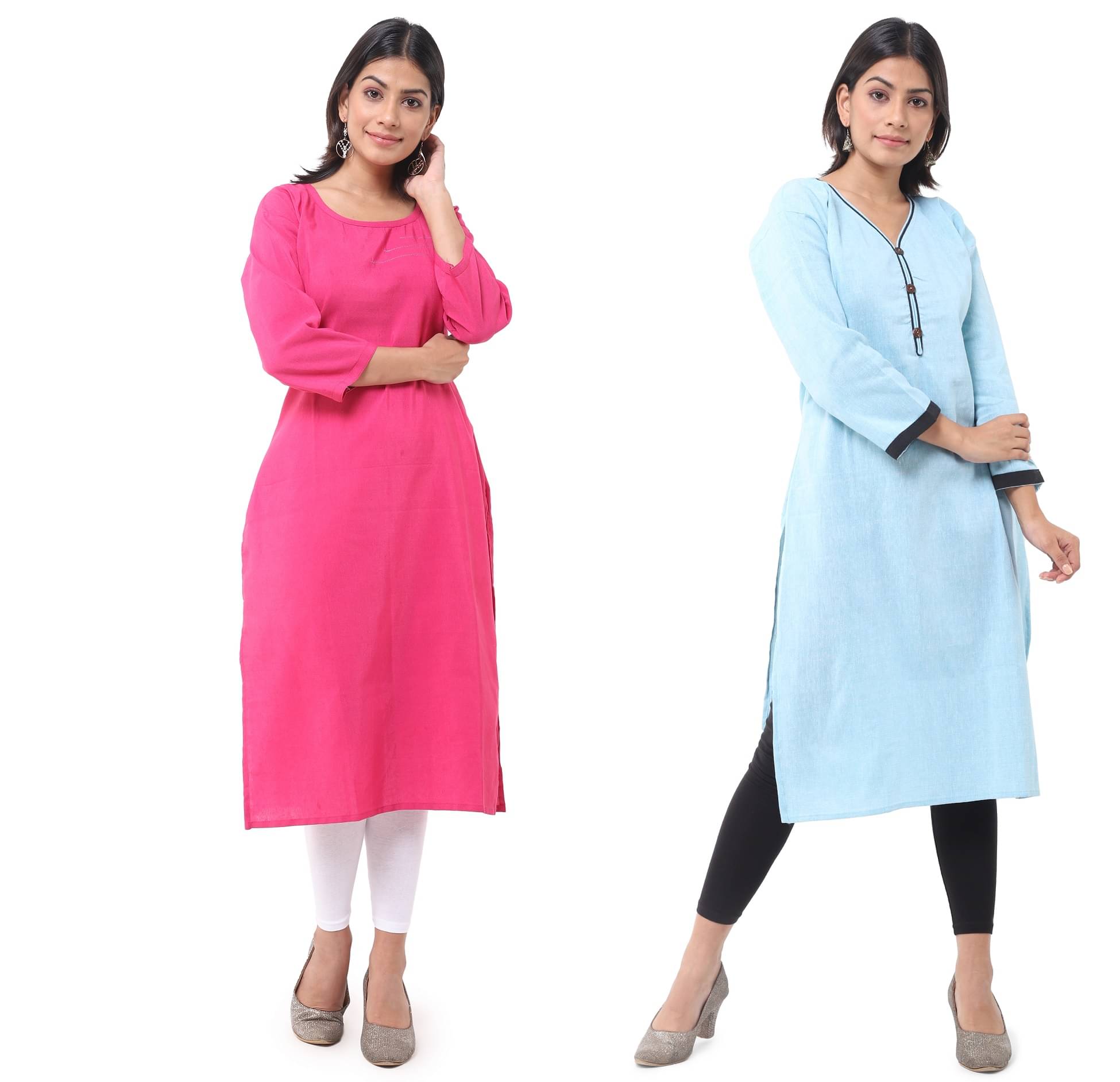 DESHBANDHU DBK - Multicolor Cotton Women's Straight Kurti ( Pack of 2 )     			DESHBANDHU DBK - Multicolor Cotton Women's Straight Kurti ( Pack of 2 )
