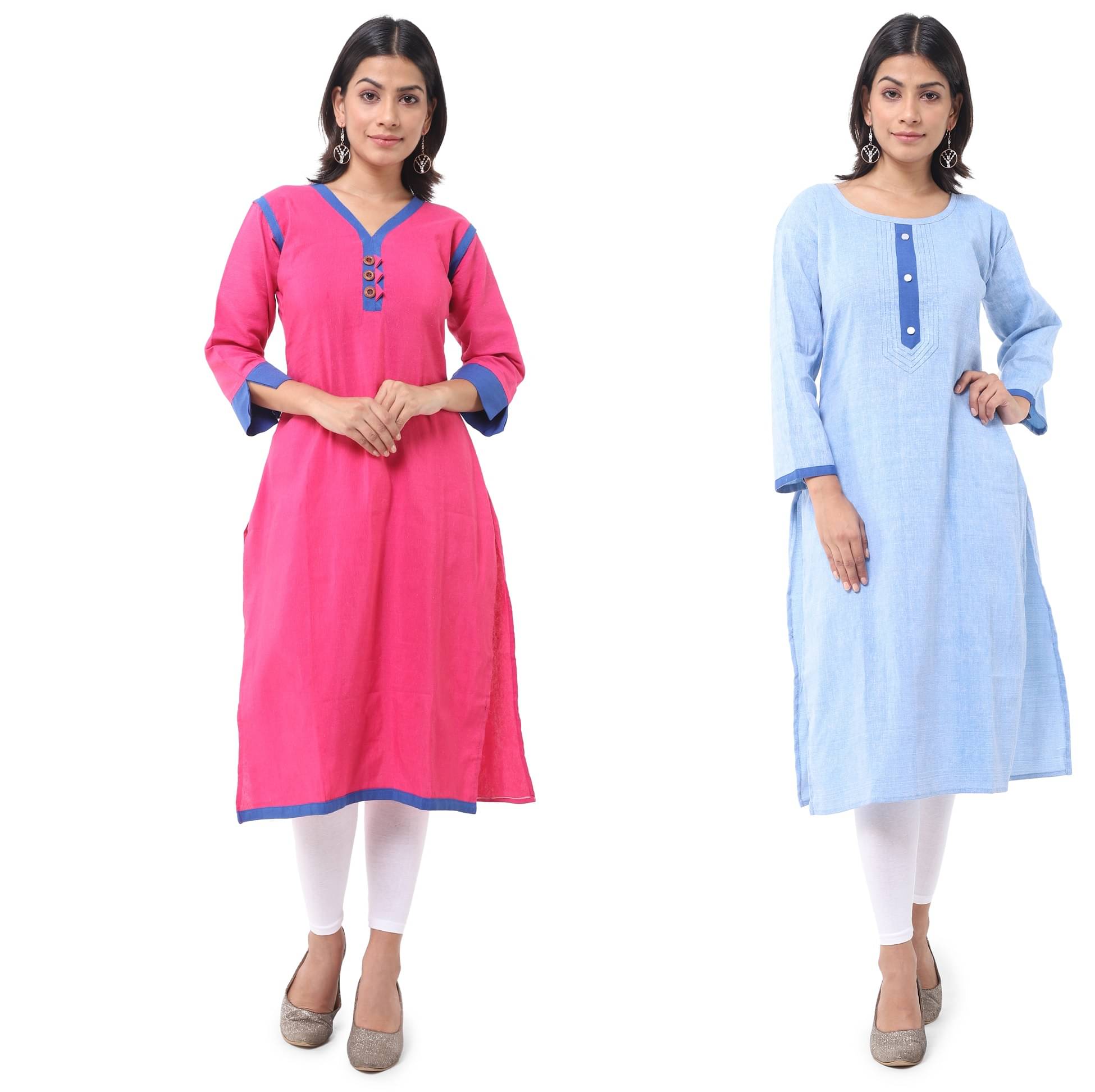     			DESHBANDHU DBK - Multicolor Cotton Women's Straight Kurti ( Pack of 2 )